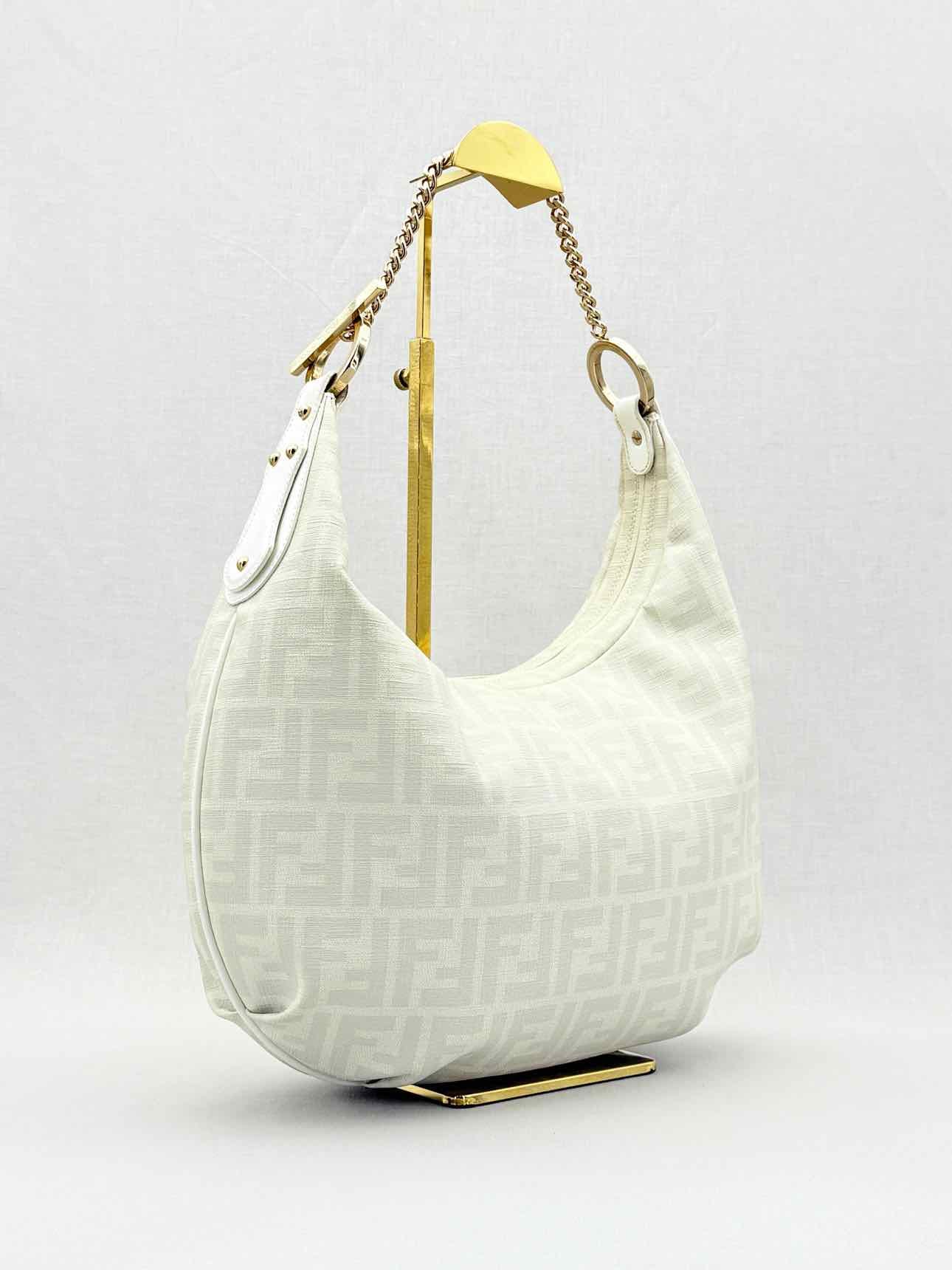 Fendi Chef Chain White & Grey Zucca Hobo bag