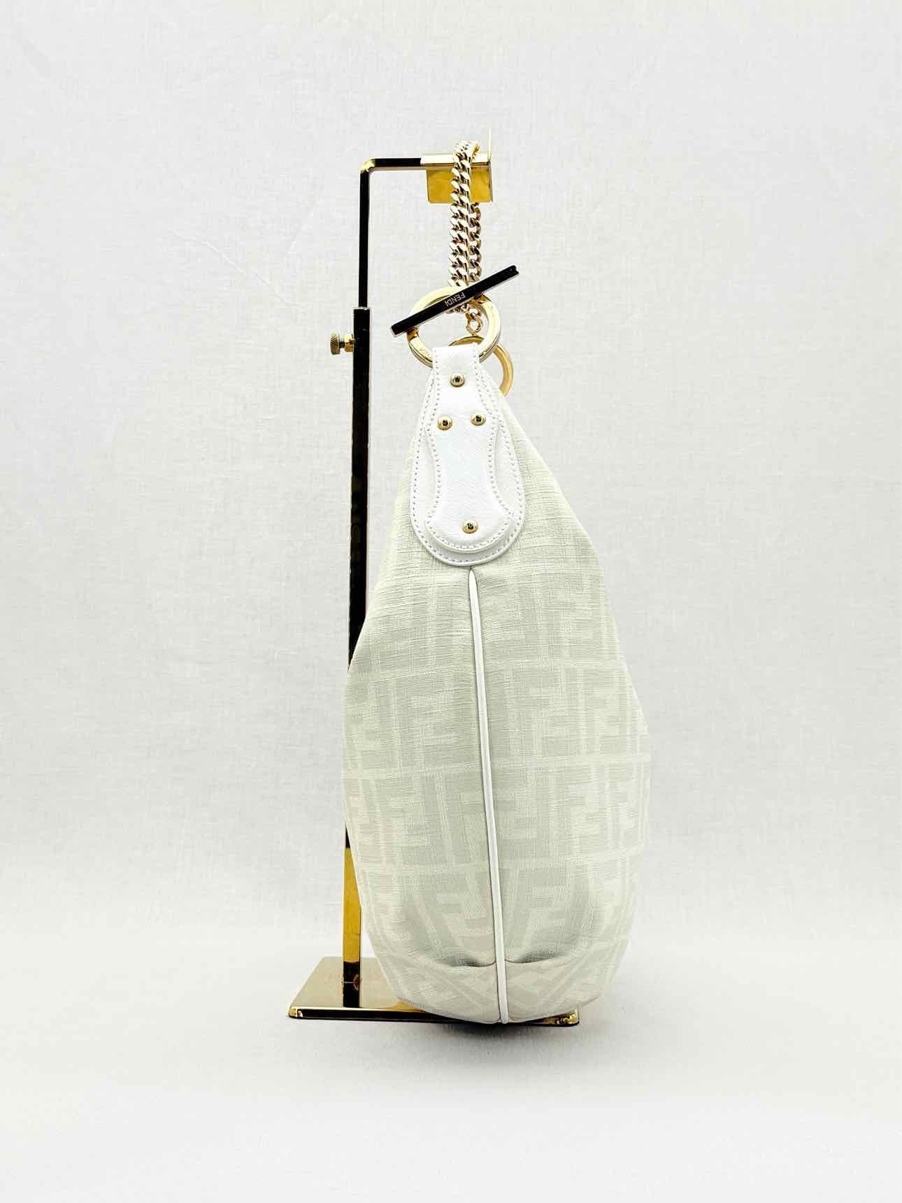 Fendi Chef Chain White & Grey Zucca Hobo bag