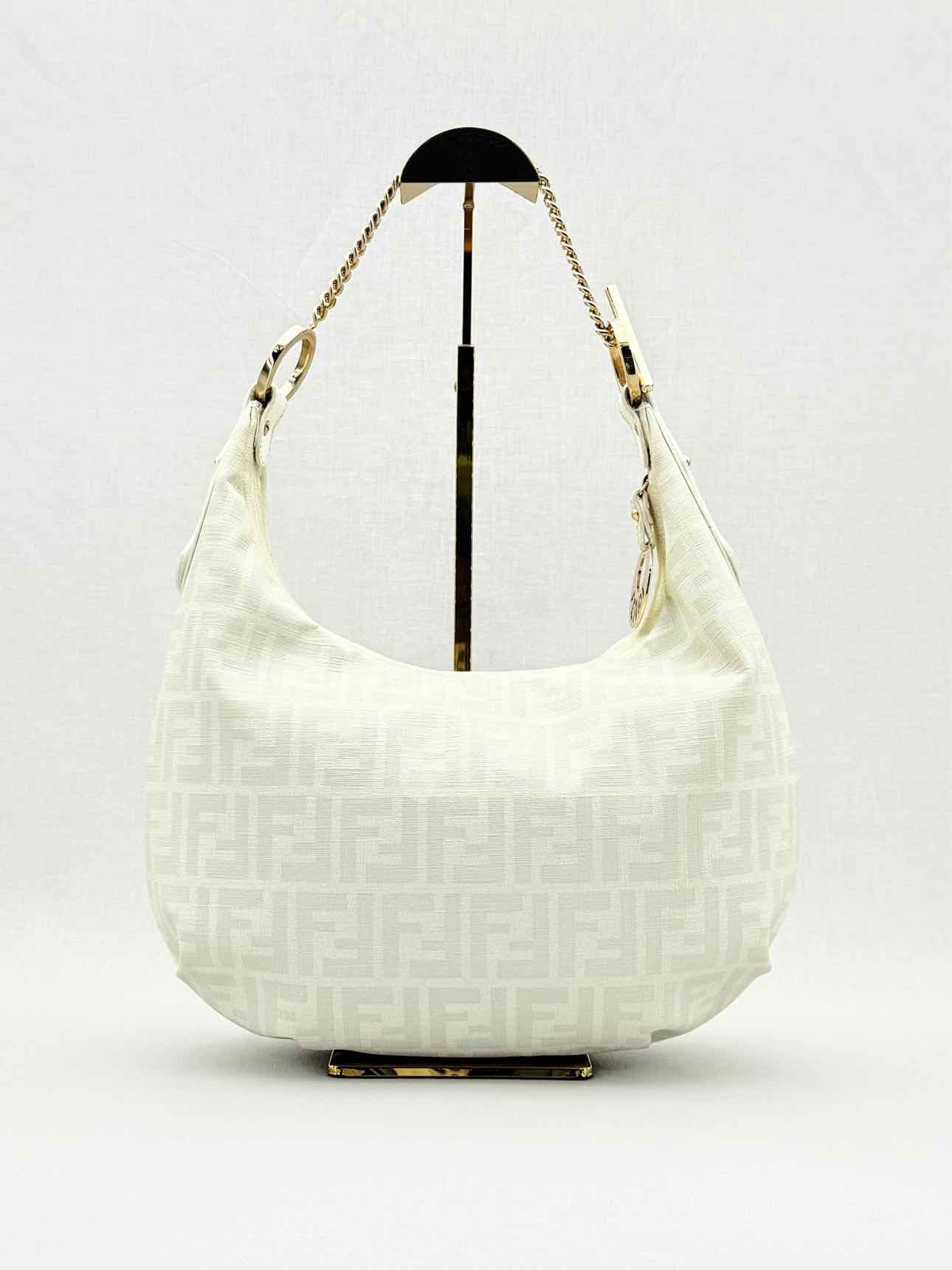 Fendi Chef Chain White & Grey Zucca Hobo bag