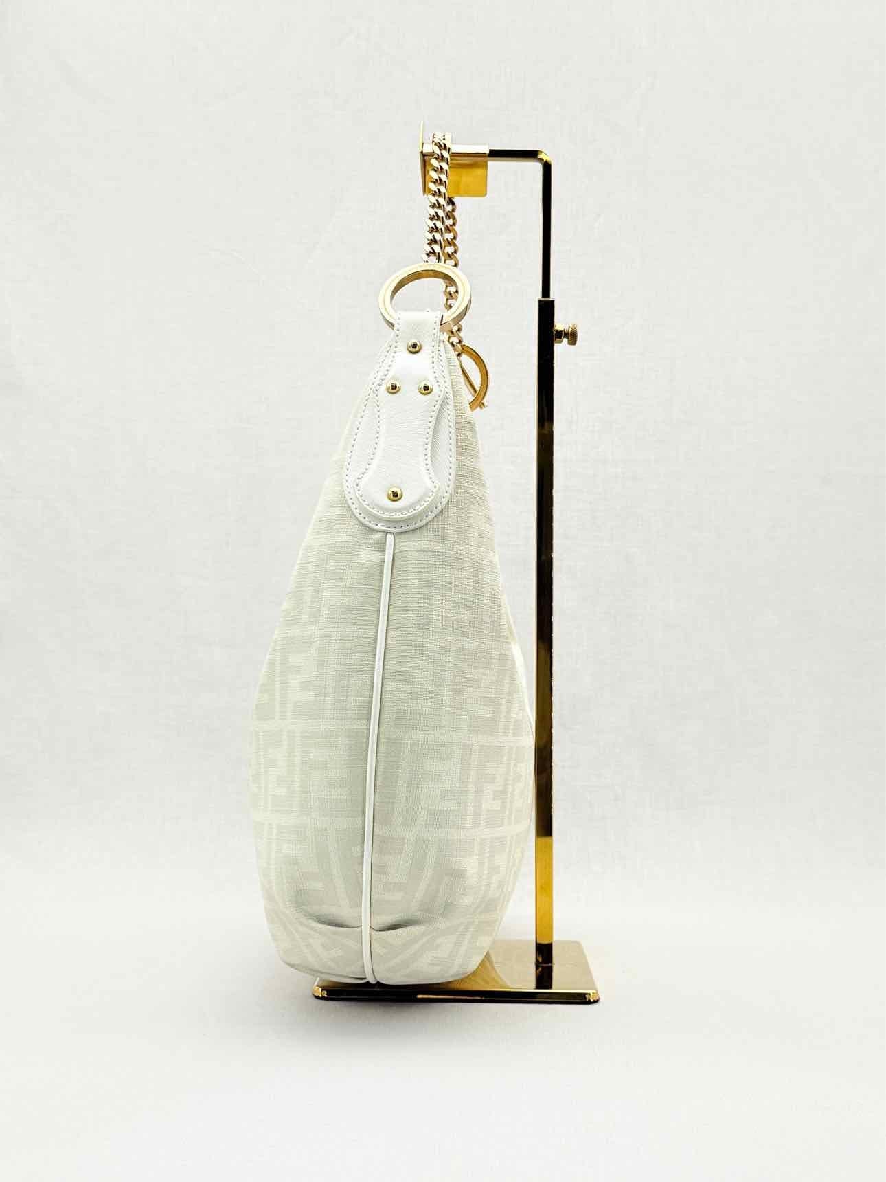 Fendi Chef Chain White & Grey Zucca Hobo bag