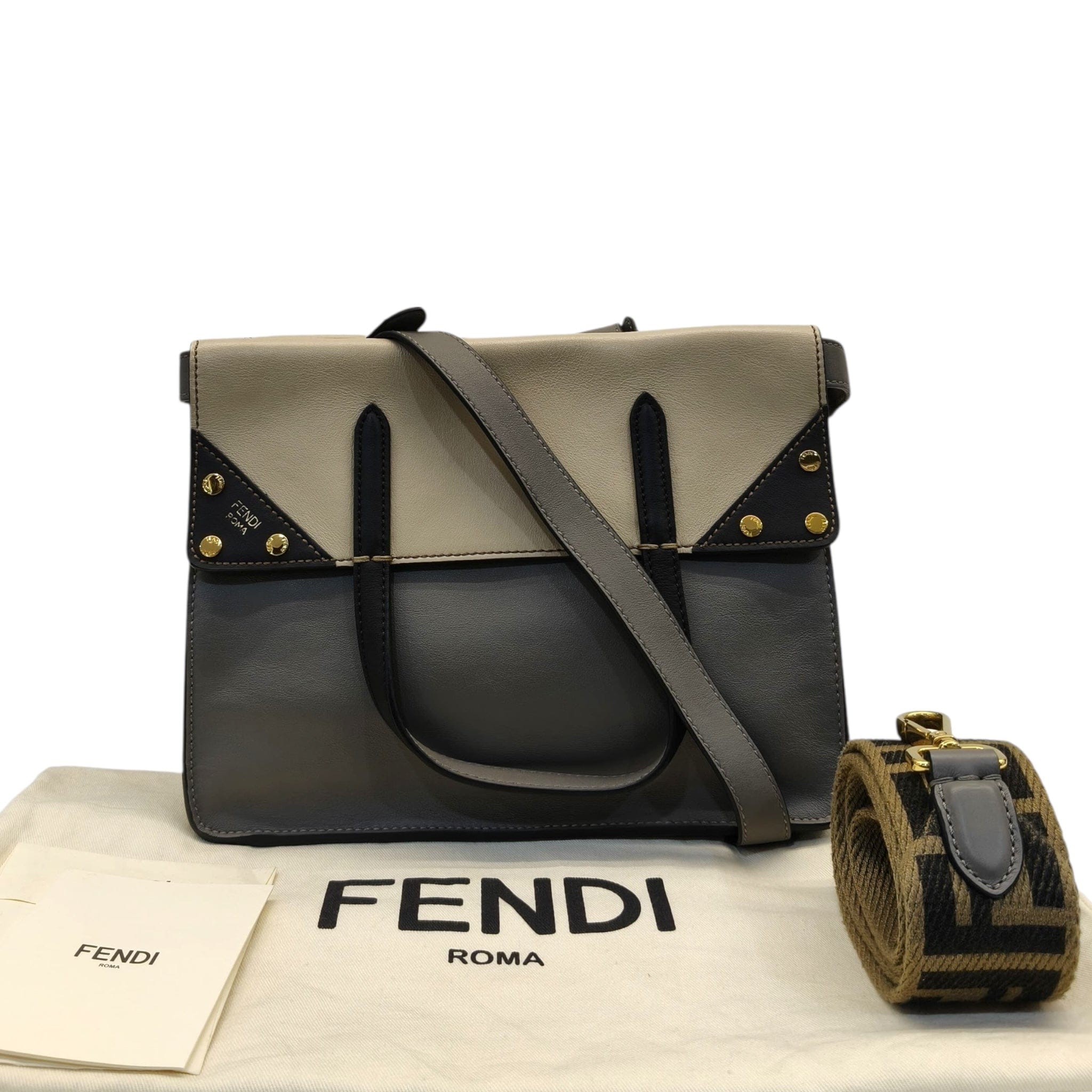 Fendi Tri - Color Grace Leather Flip Bag