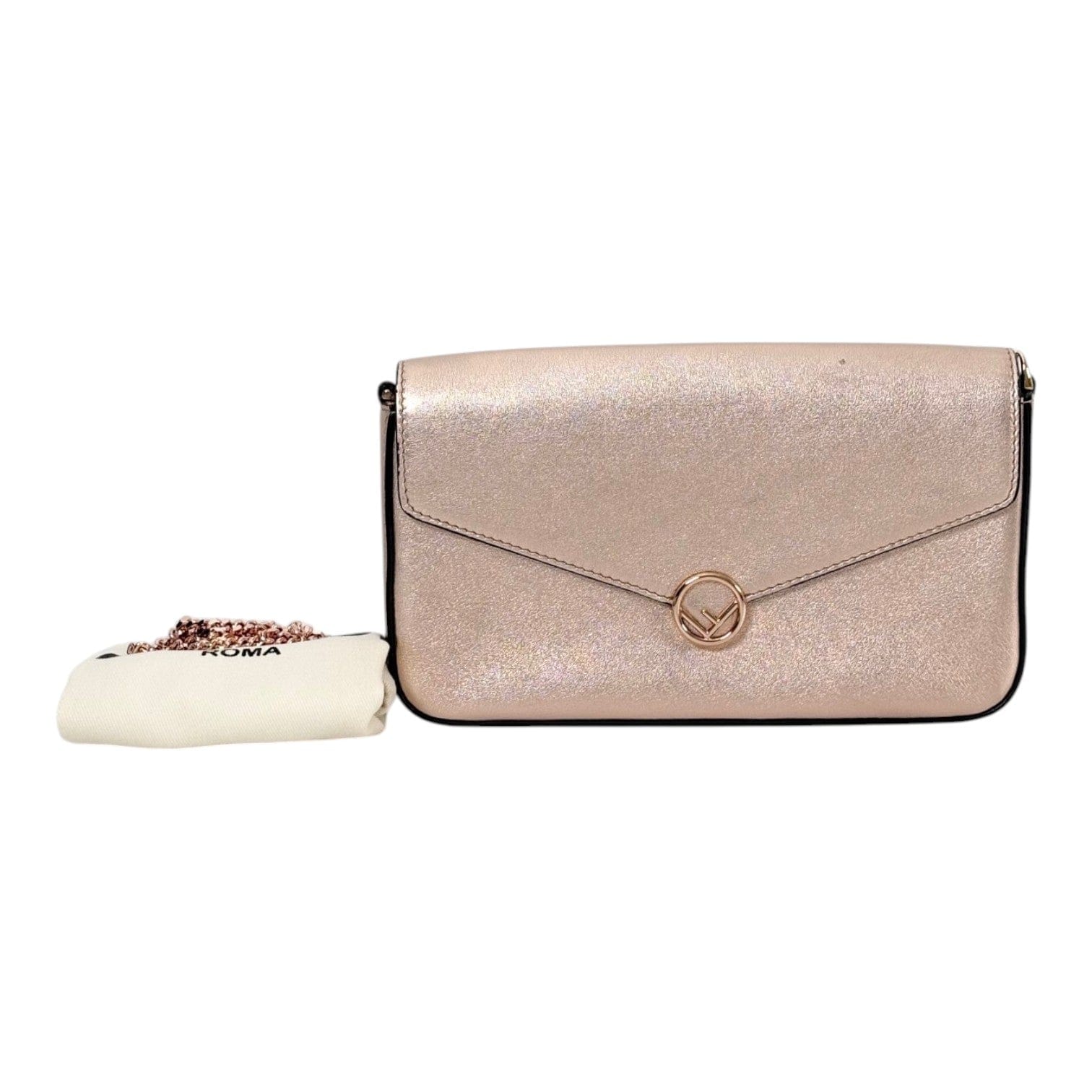Fendi Vitello Laminato Pink Wallet On Chain Bag