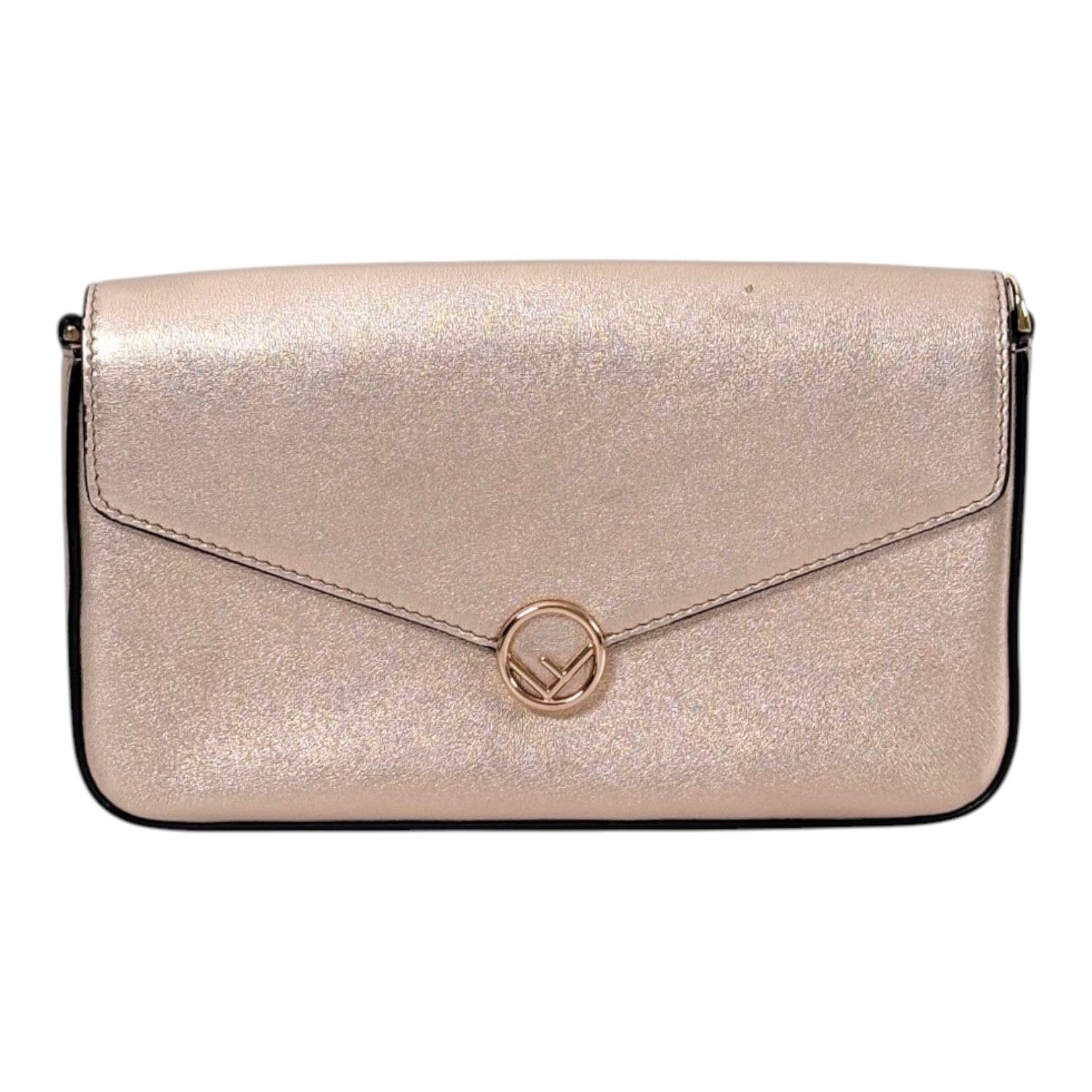 Fendi Vitello Laminato Pink Wallet On Chain Bag