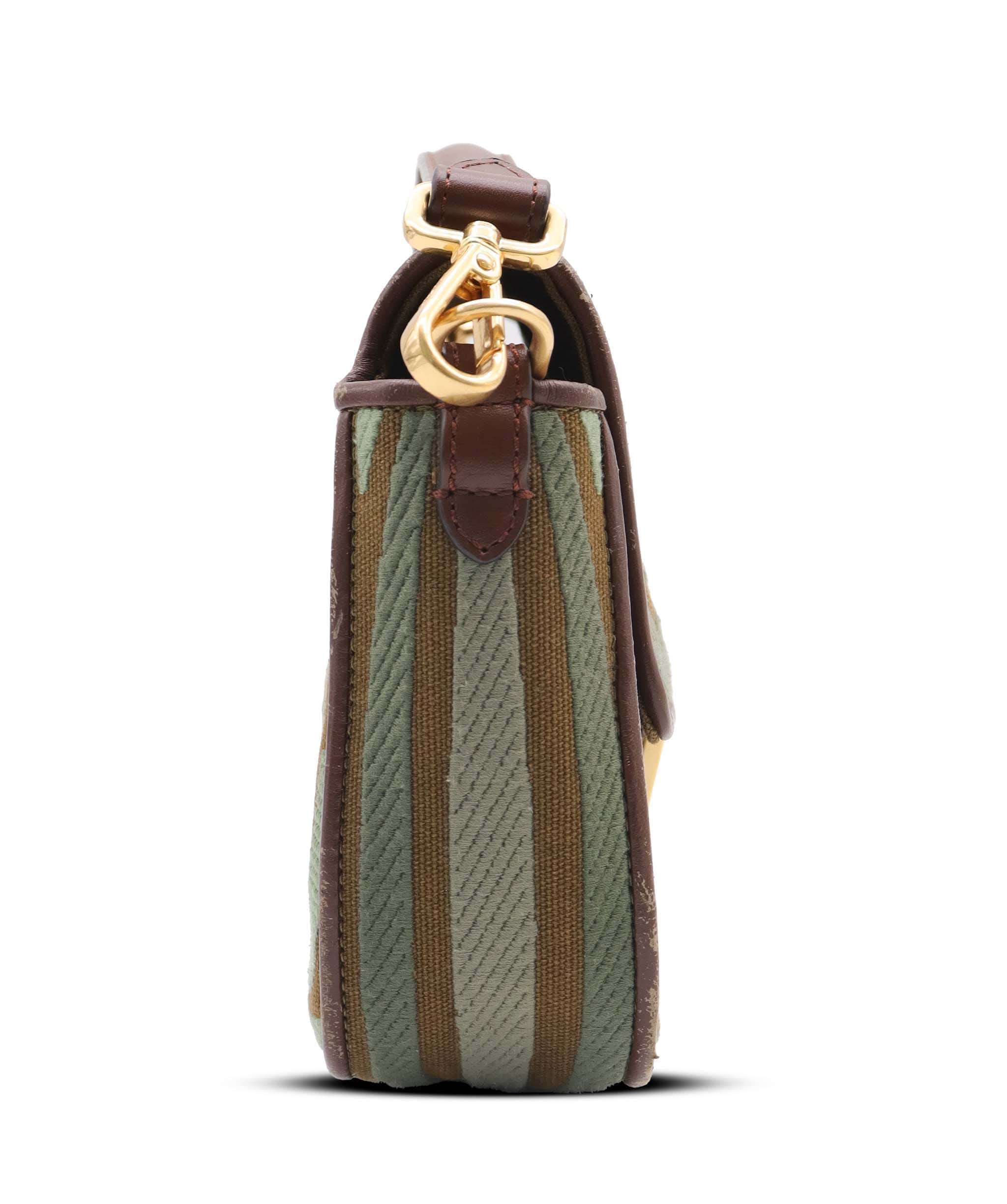 FENDI BICOLOR BAGUETTE BAG GREEN/BROWN ASC7283