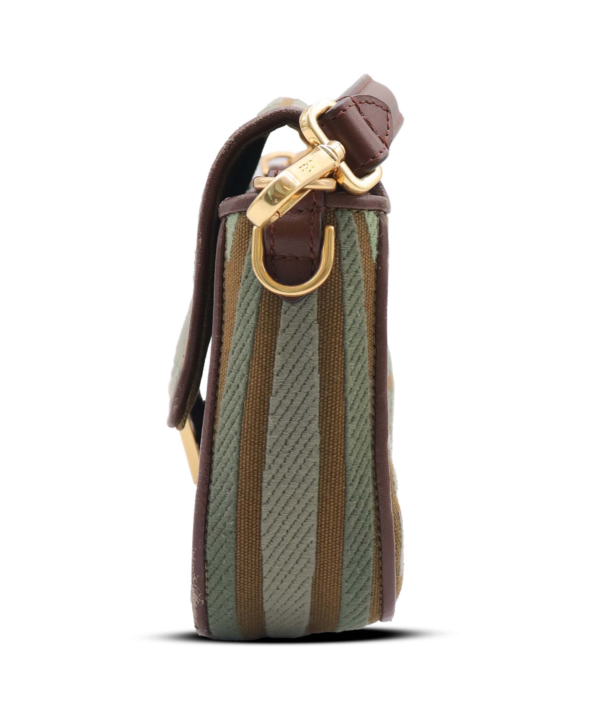 FENDI BICOLOR BAGUETTE BAG GREEN/BROWN ASC7283
