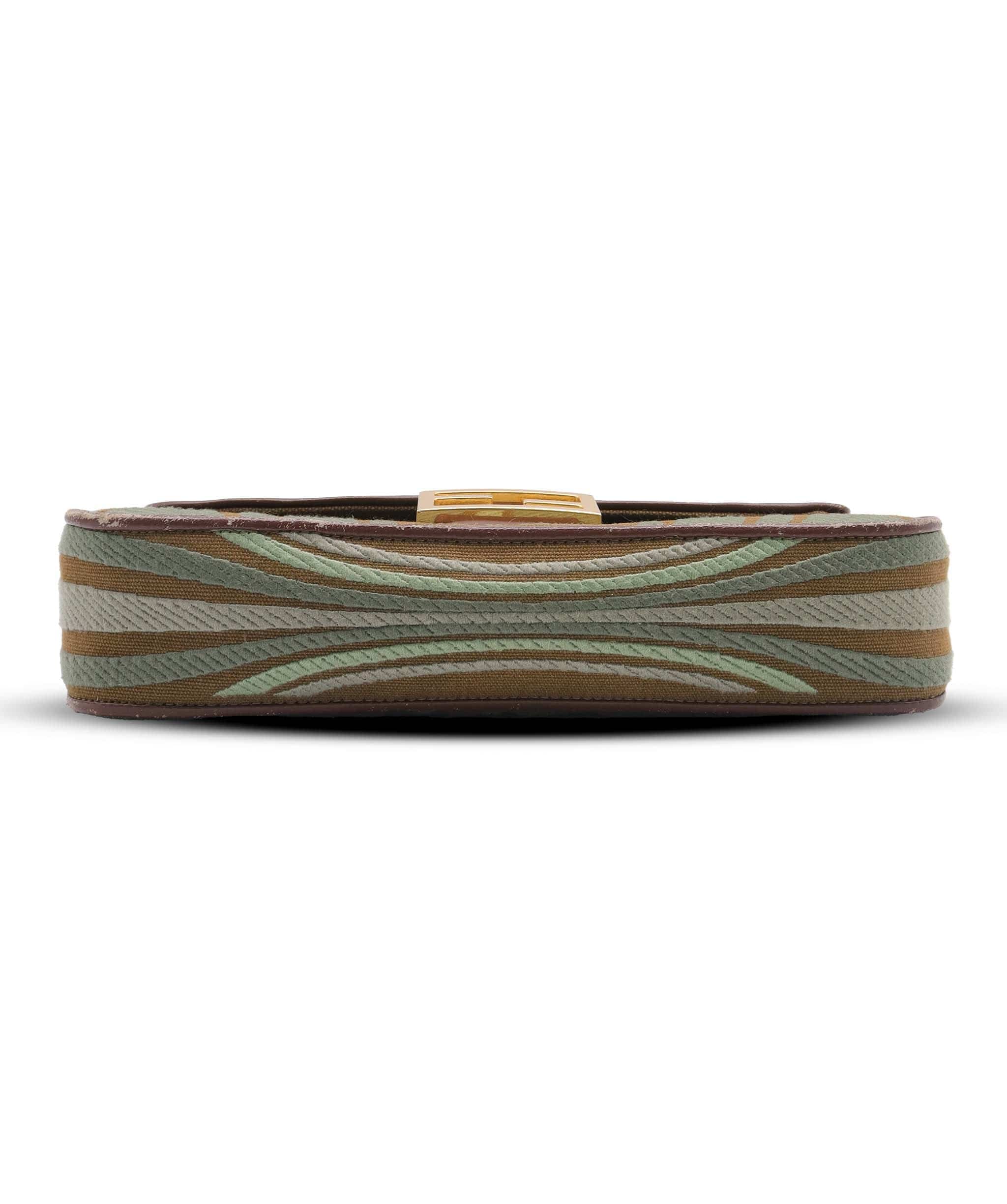FENDI BICOLOR BAGUETTE BAG GREEN/BROWN ASC7283