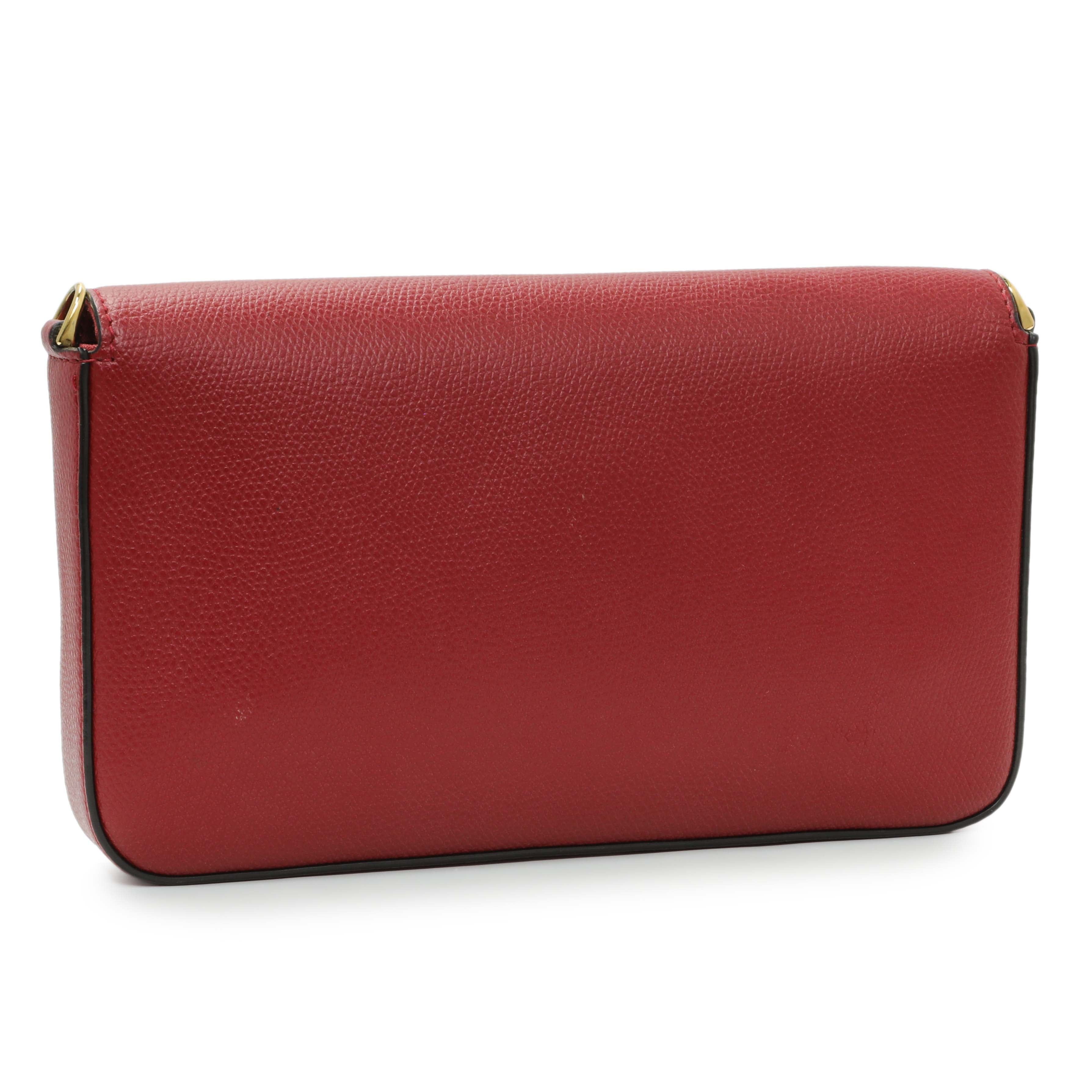Fendi Red Vitello Cruise F is Fendi Wallet on Chain