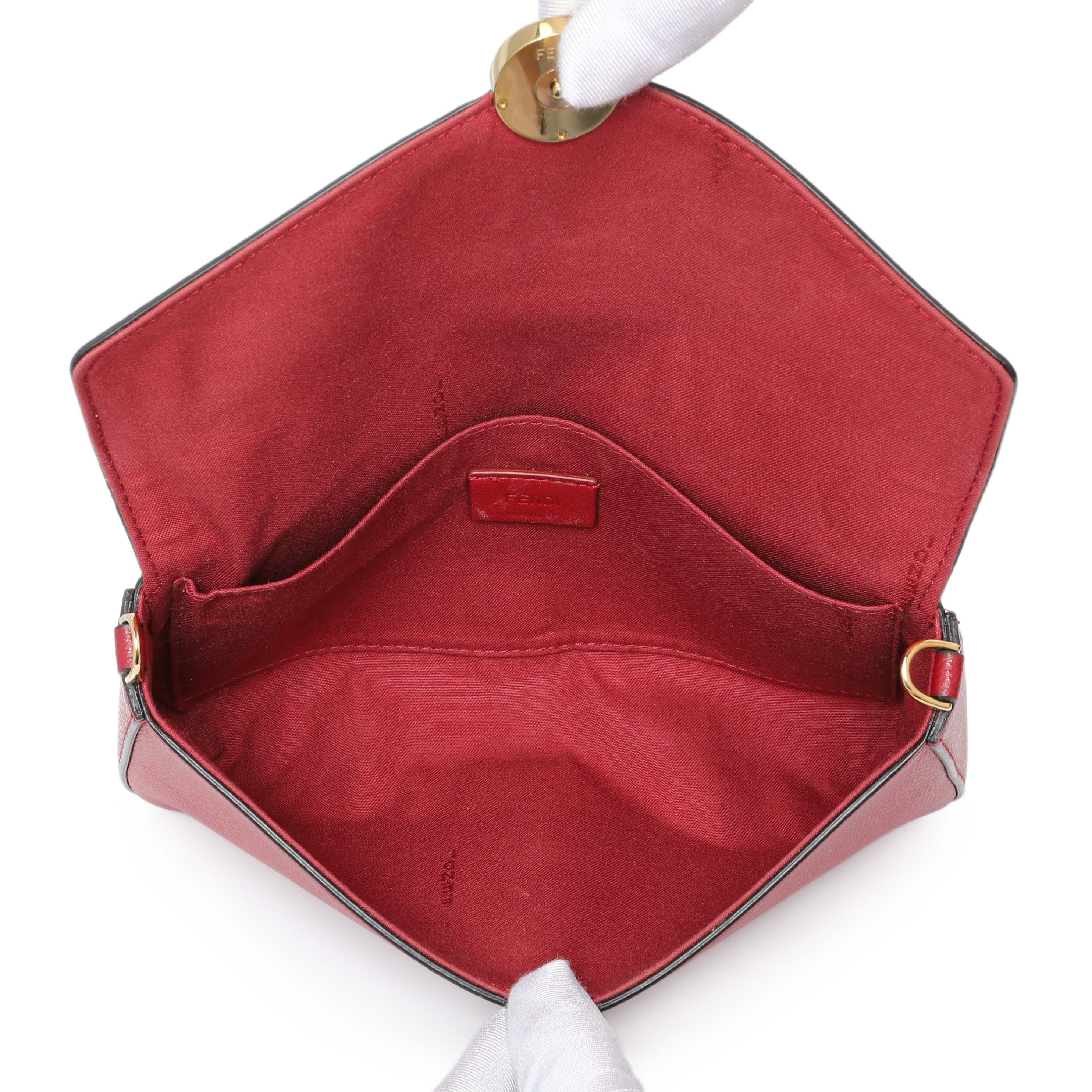 Fendi Red Vitello Cruise F is Fendi Wallet on Chain