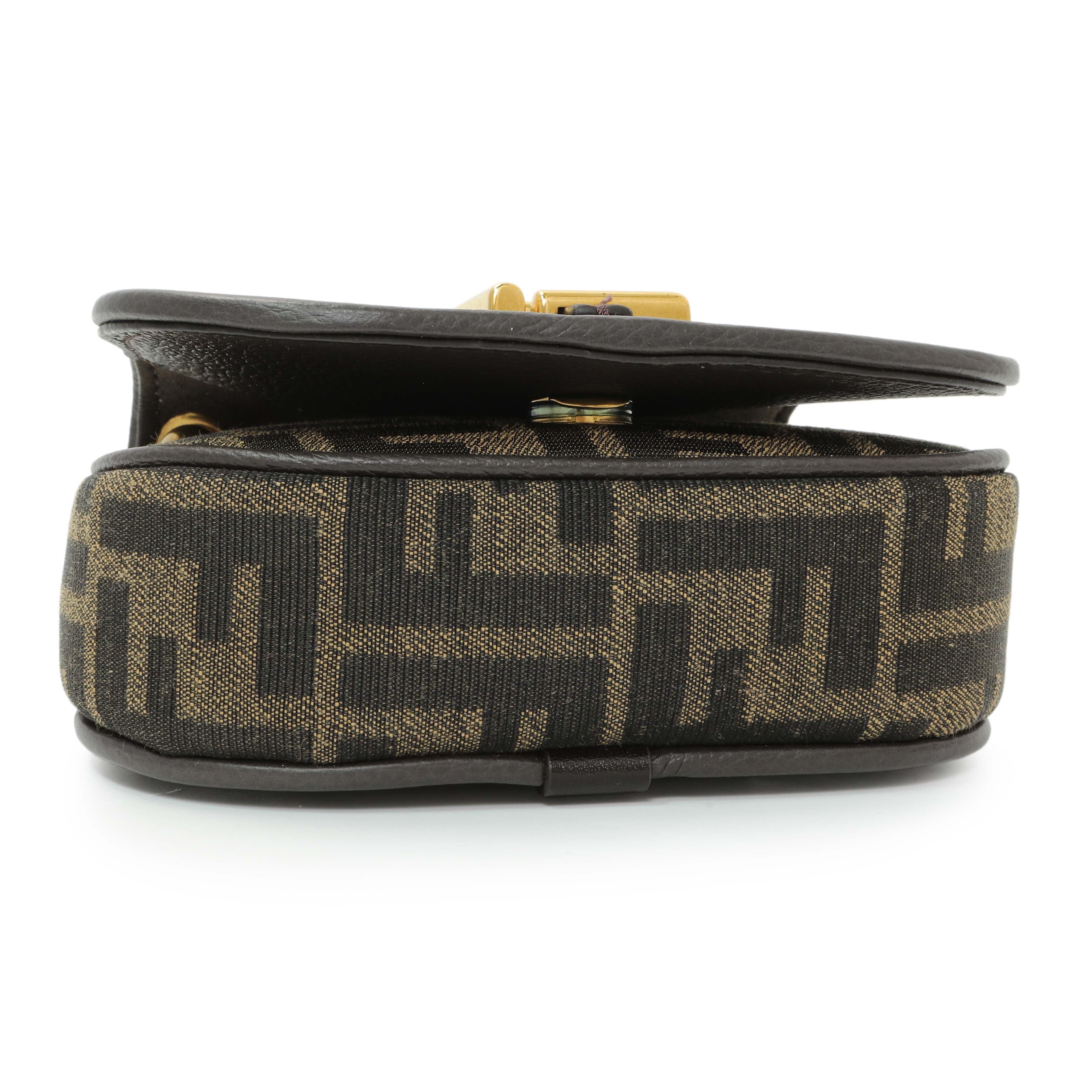 Fendi Tobacco Jacquard Vitello Cher Cuoio FF 1974 Nano C'mon