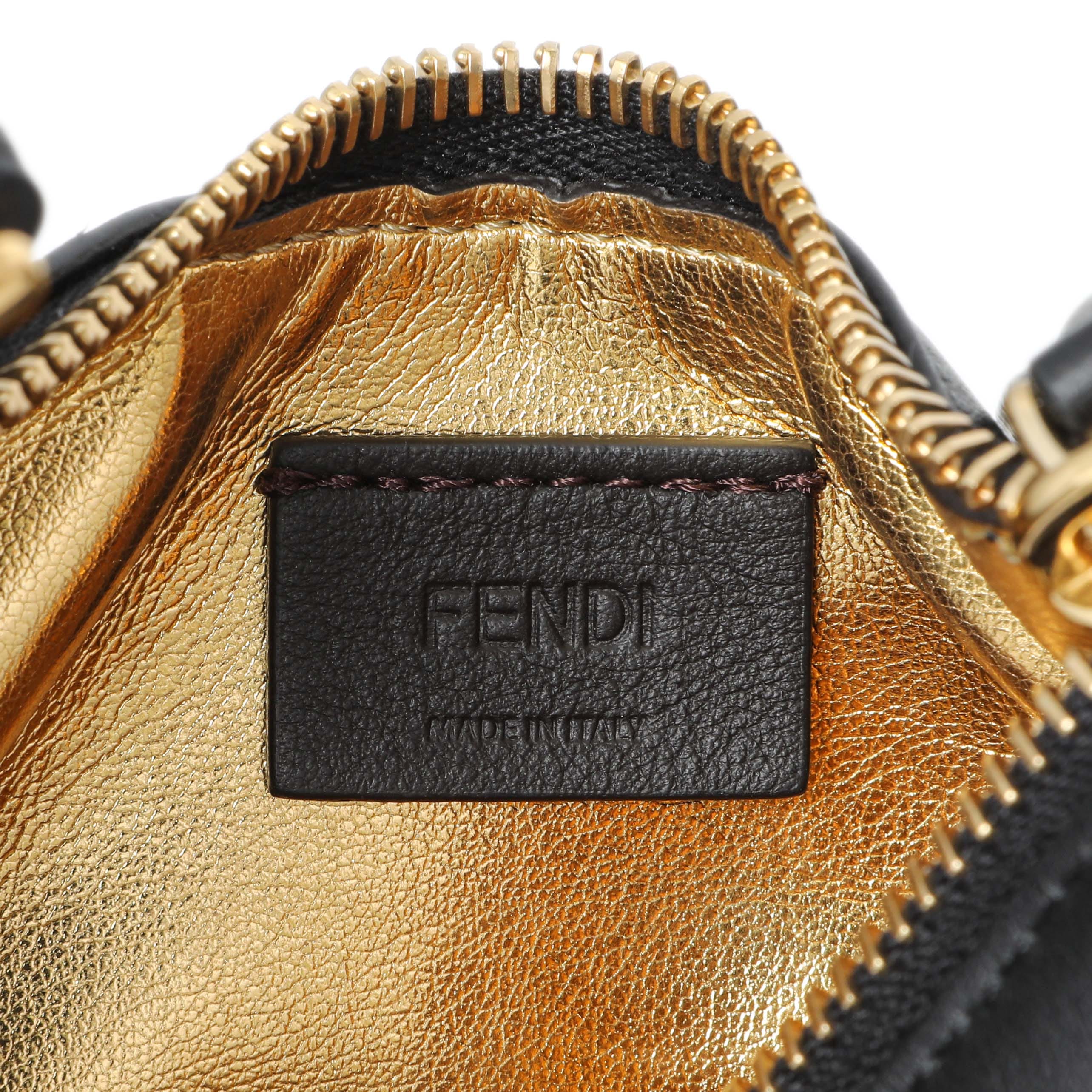 Fendi Black Vitello Grace Nano Fendigraphy Hobo Charm