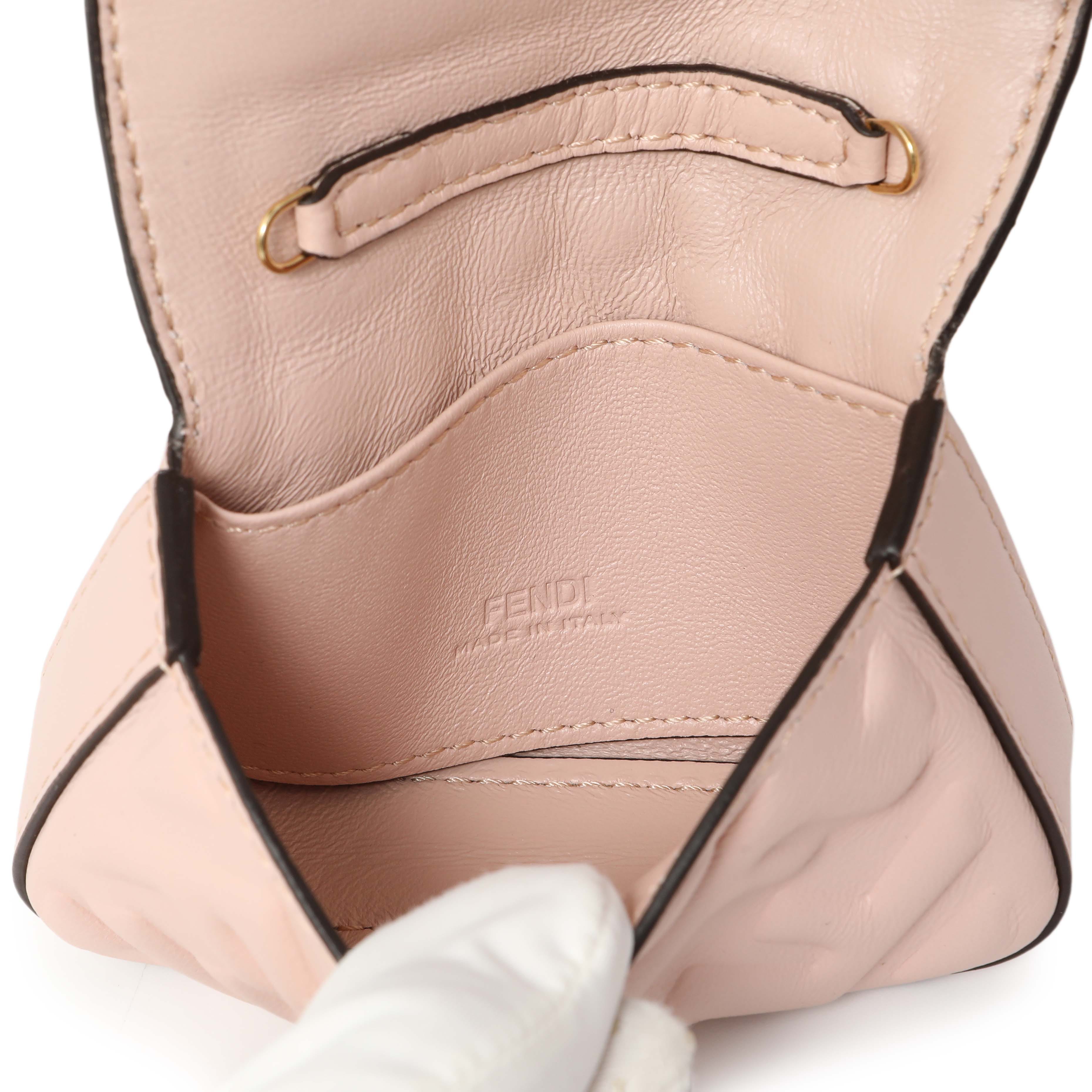 Fendi Pink Nappa Matisse FF Embossed Nano Baguette Charm
