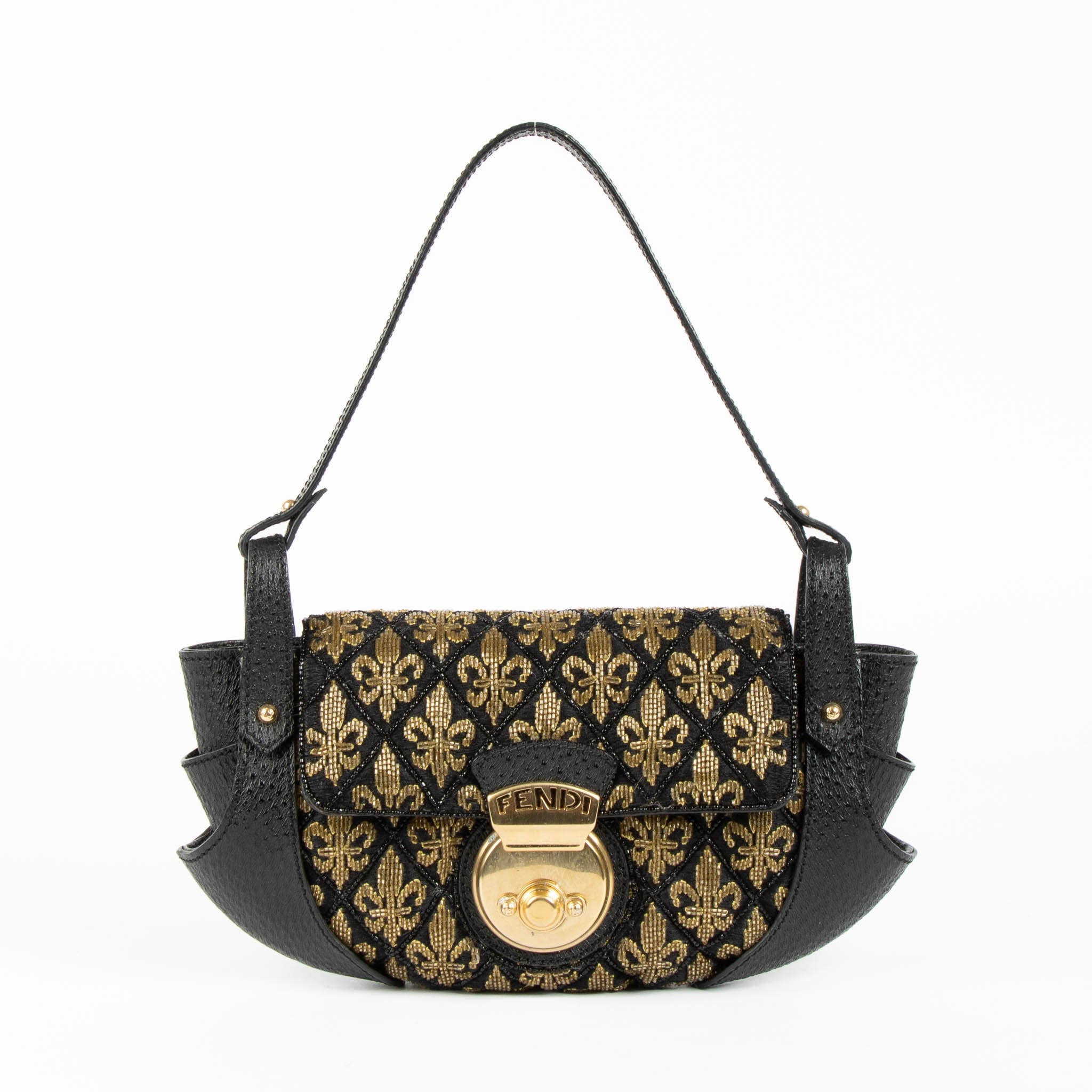 Fendi Black/Gold Ricami Strass Bag