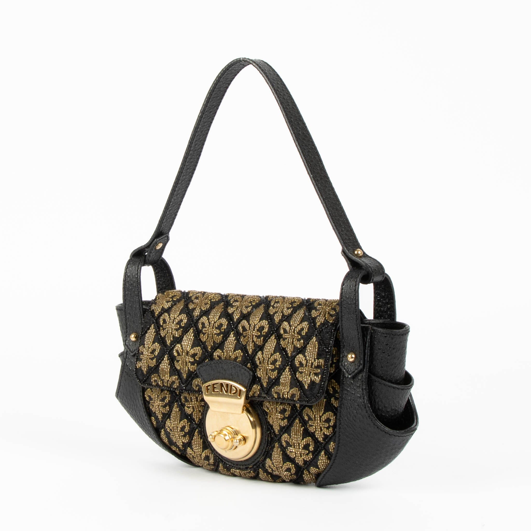 Fendi Black/Gold Ricami Strass Bag