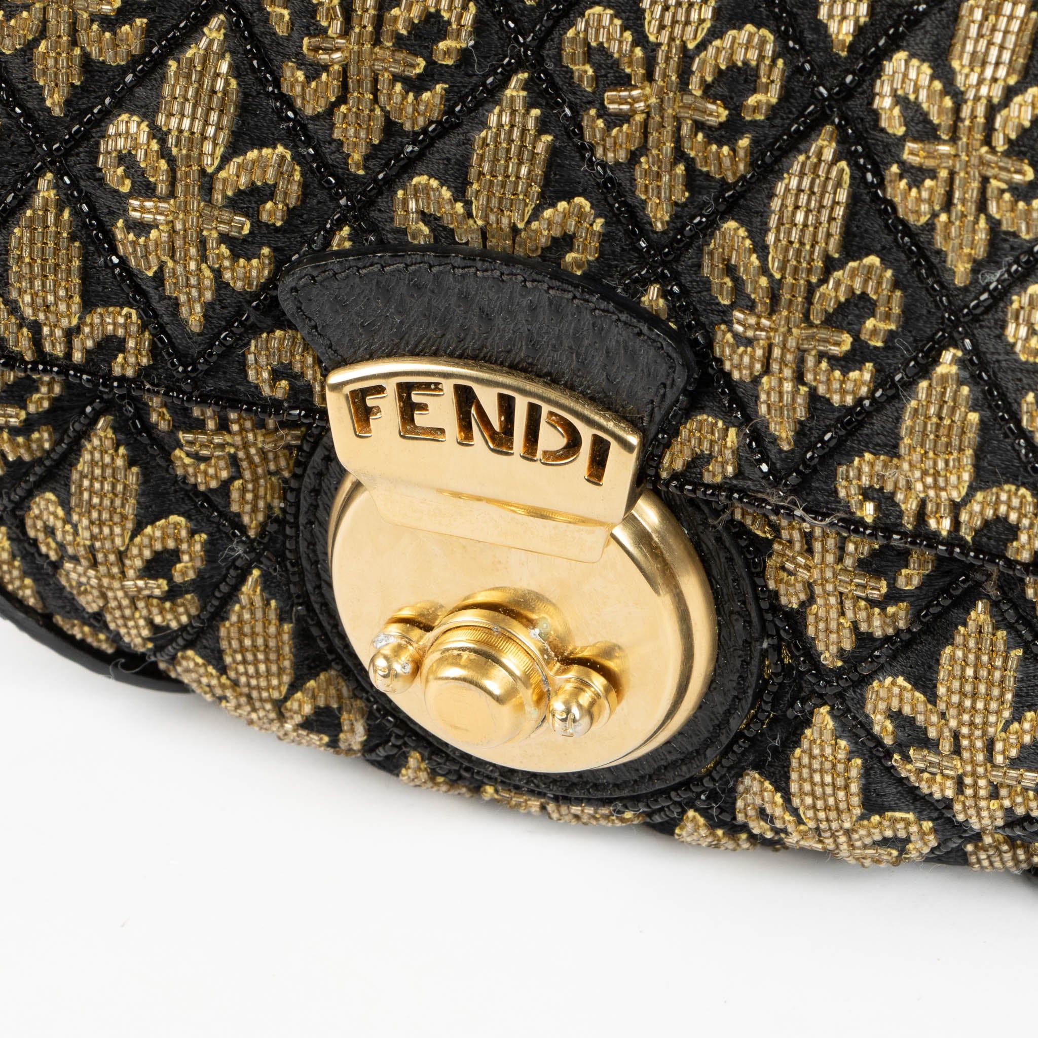 Fendi Black/Gold Ricami Strass Bag