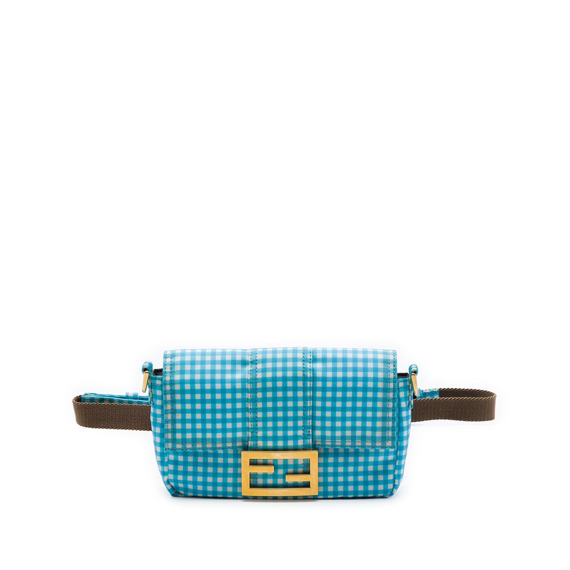 Fendi Joshua Vides Mini Nylon Gingham Convertible Baguette Satchel