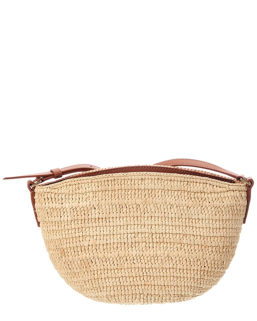 Loewe Logo Small Raffia & Leather Shoulder Bag