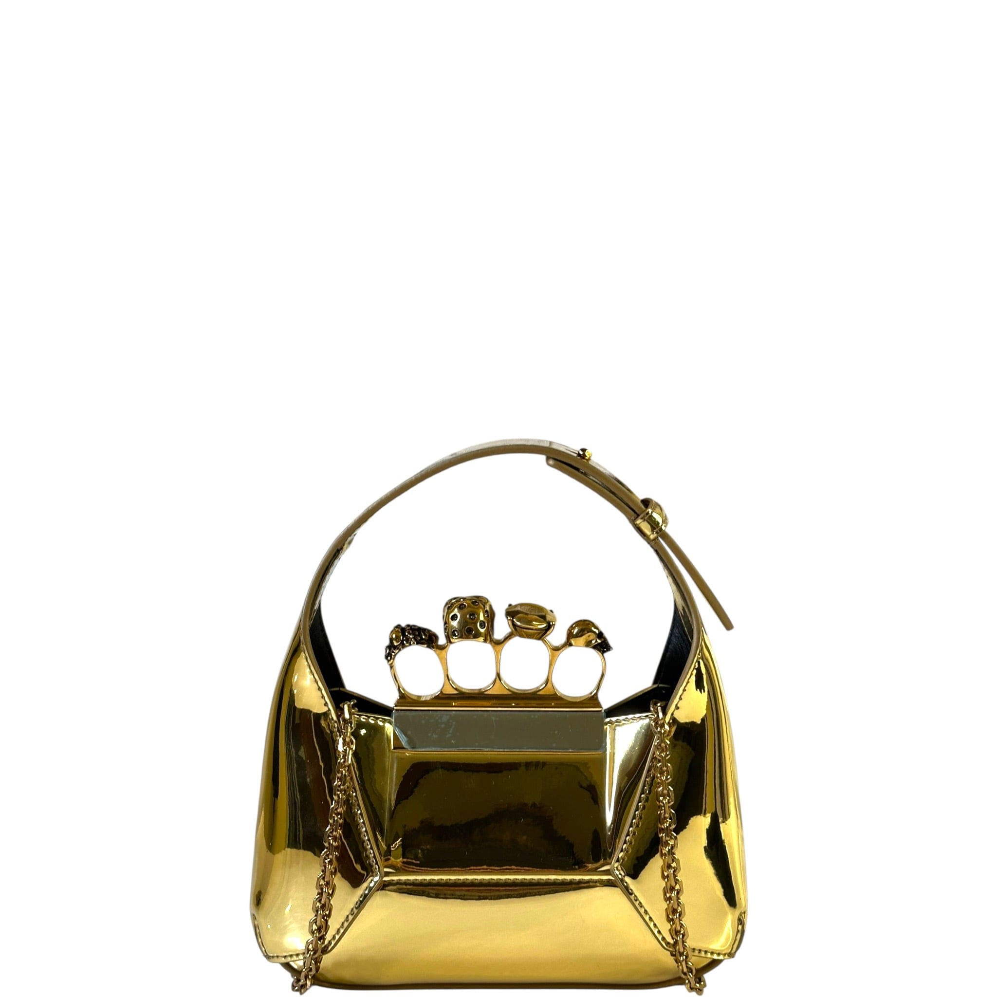 Alexander McQueen The Jewelled Knuckle Bag Gold Leather