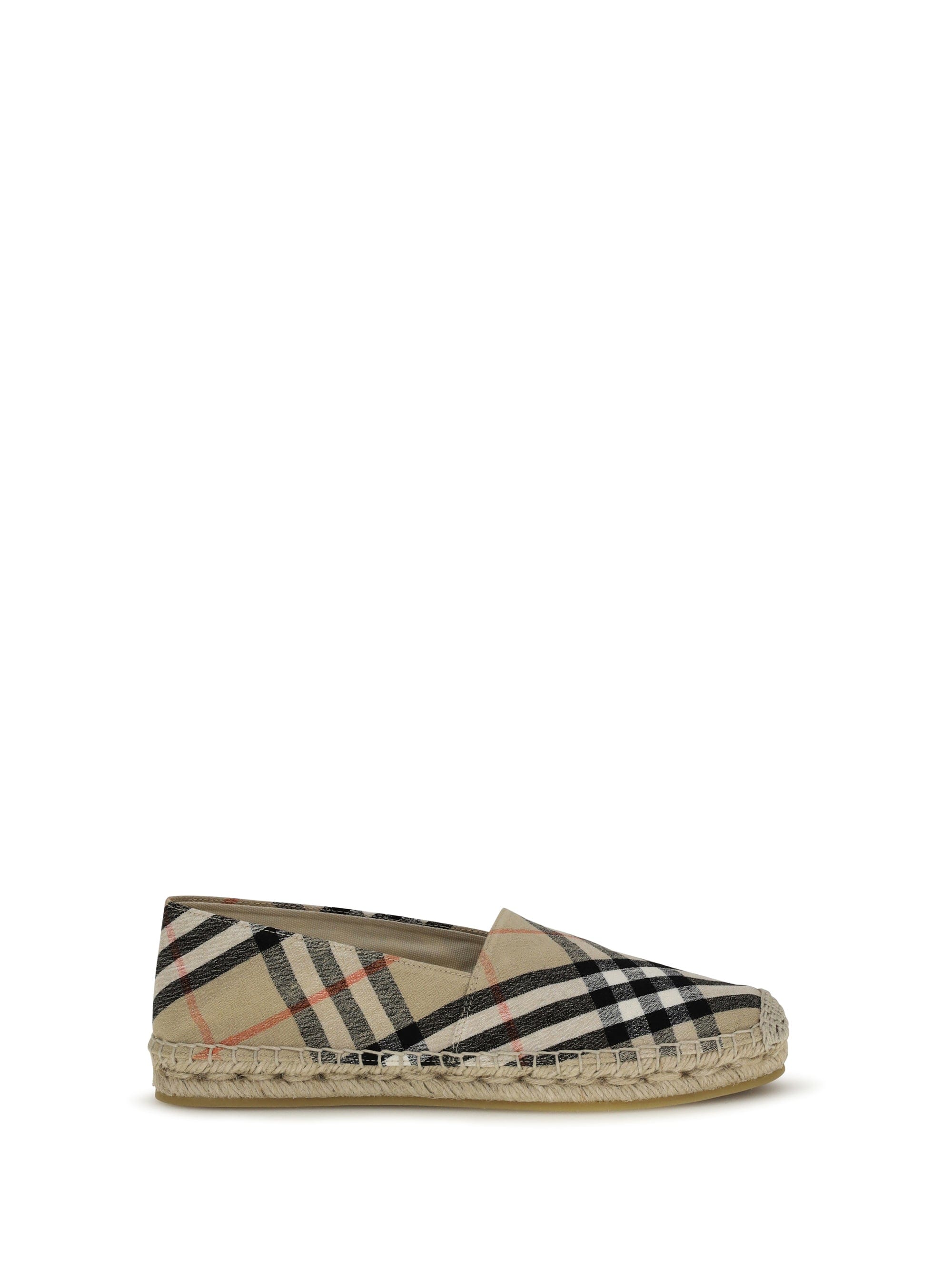 Burberry Check Espadrille Flat — Beige