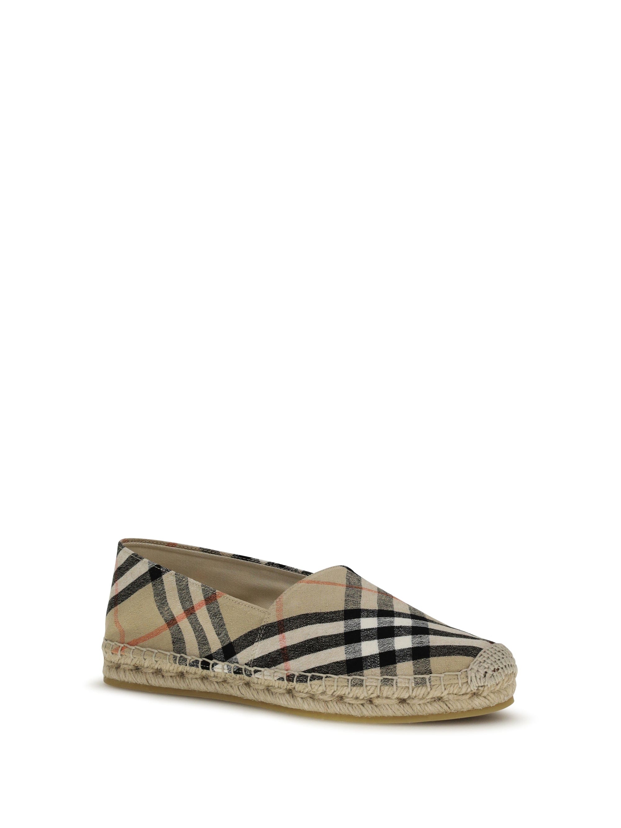 Burberry Check Espadrille Flat — Beige