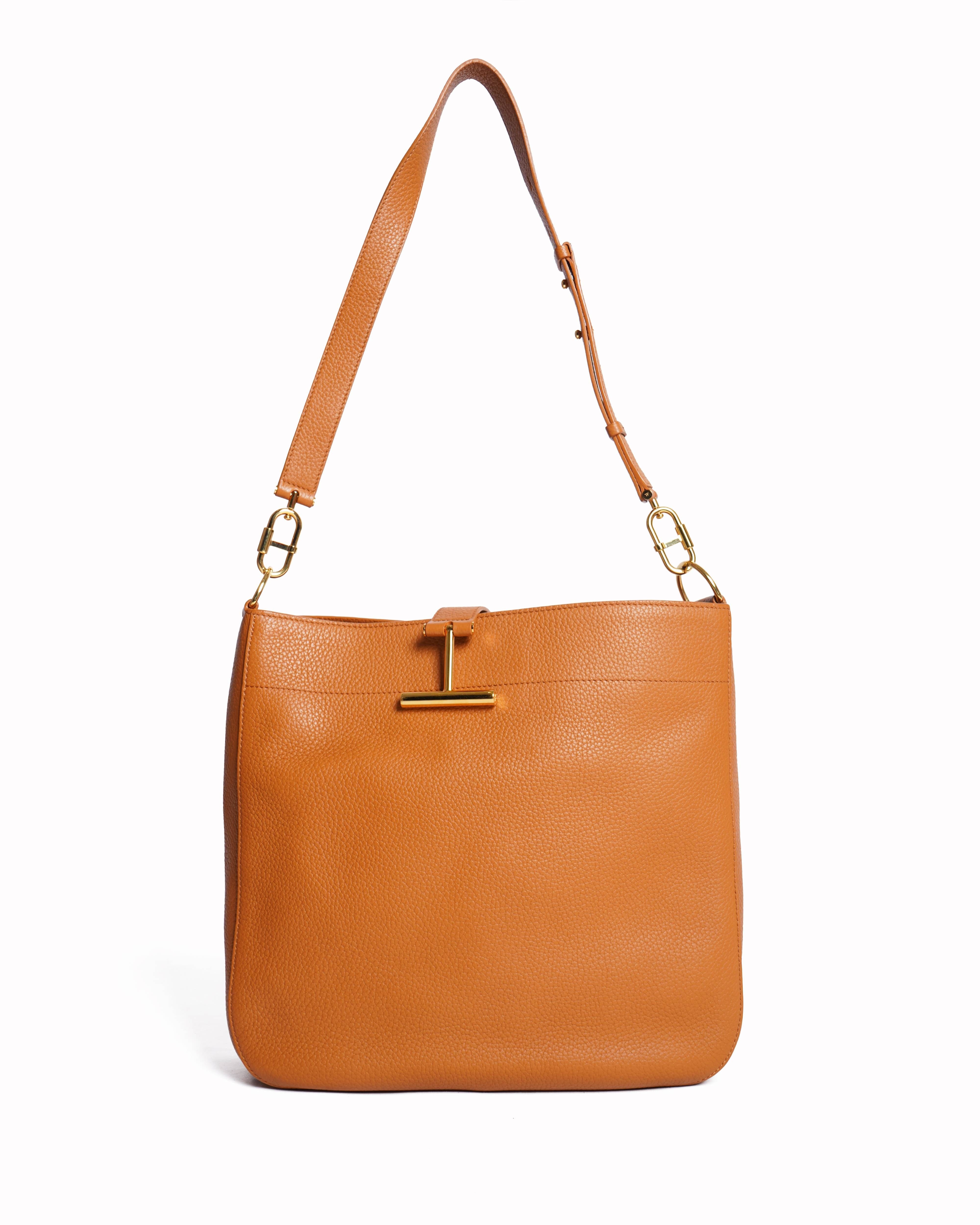 TOM FORD Tara Hobo Leather Bag Brown