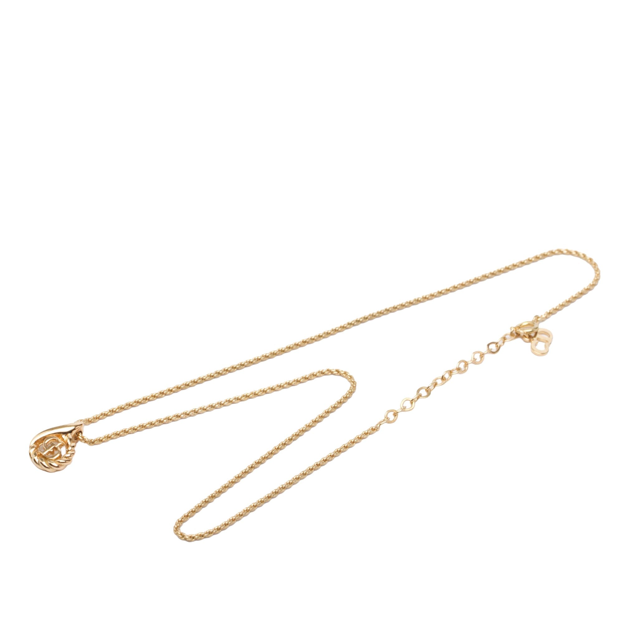 Dior Gold Plated CD Logo Water Drop Shape Pendant Necklace