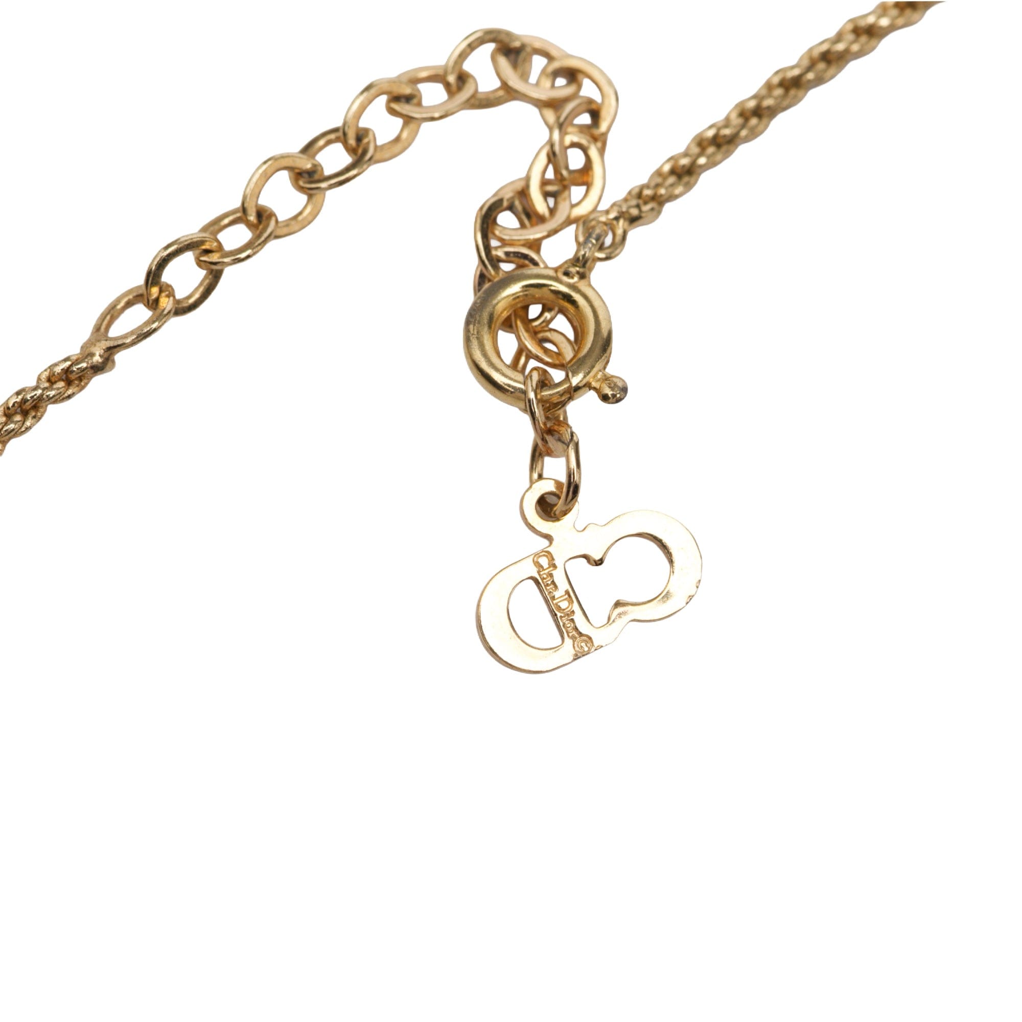 Dior Gold Plated CD Logo Water Drop Shape Pendant Necklace