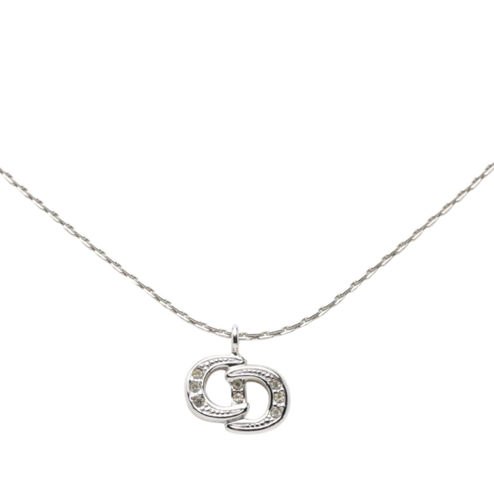 Dior Brass and Strass CD Logo Pendant Necklace