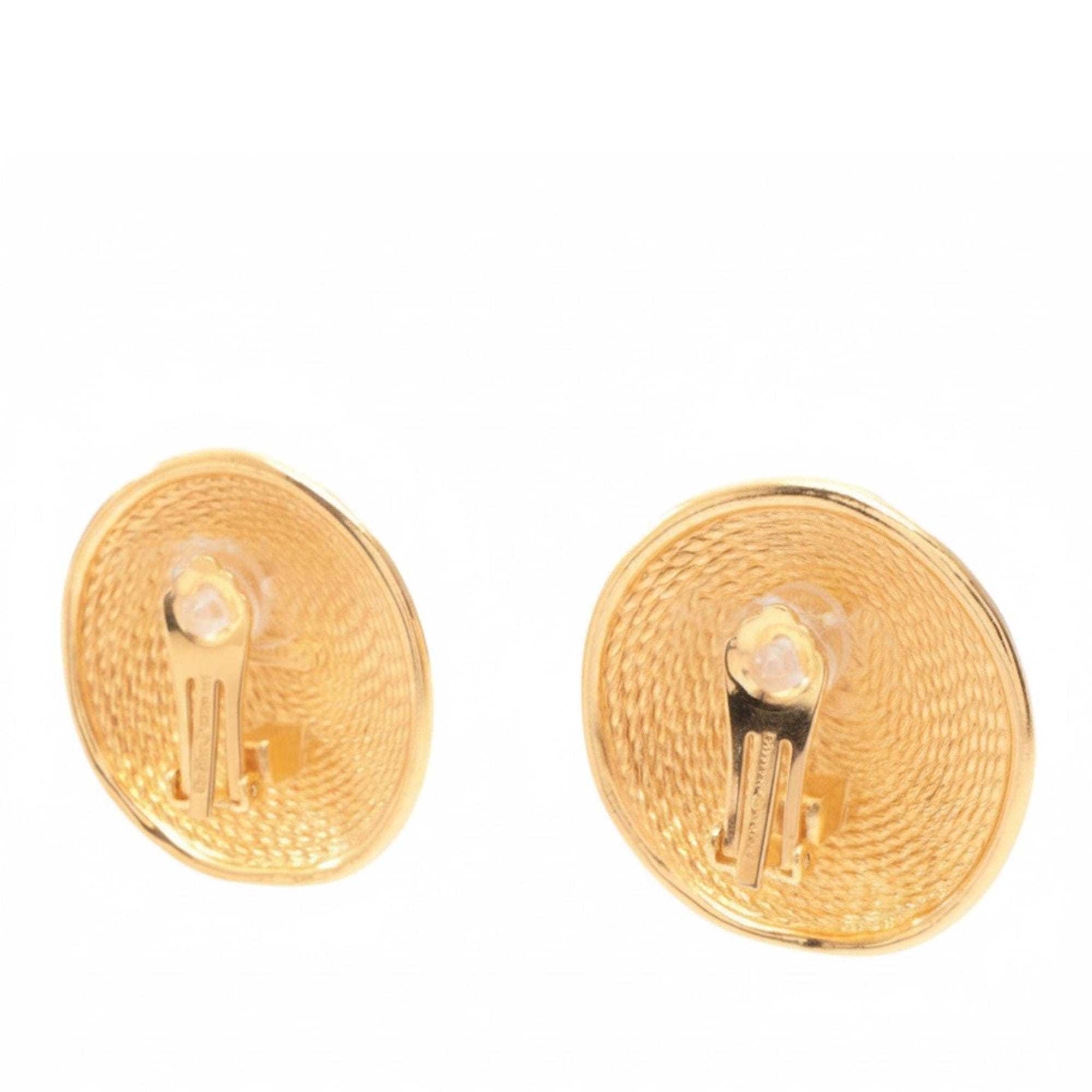 Dior Gold Plated Round Clip On Earrings