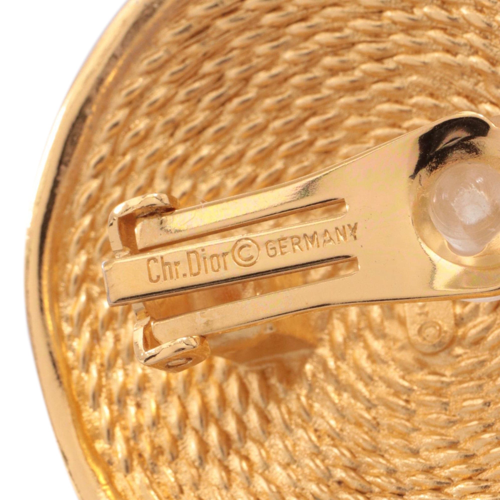 Dior Gold Plated Round Clip On Earrings