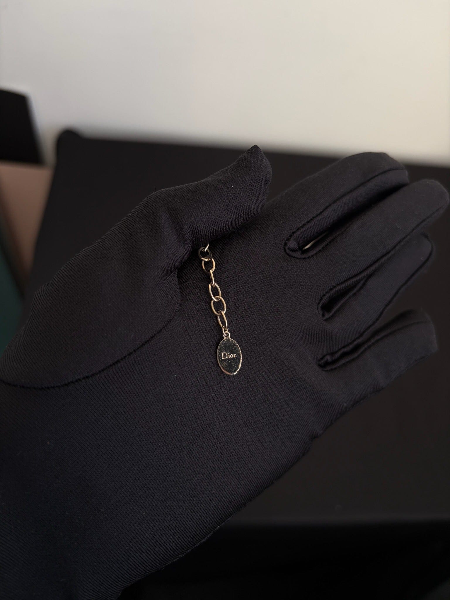 Dior Silver Crystal Logo Letter Necklace