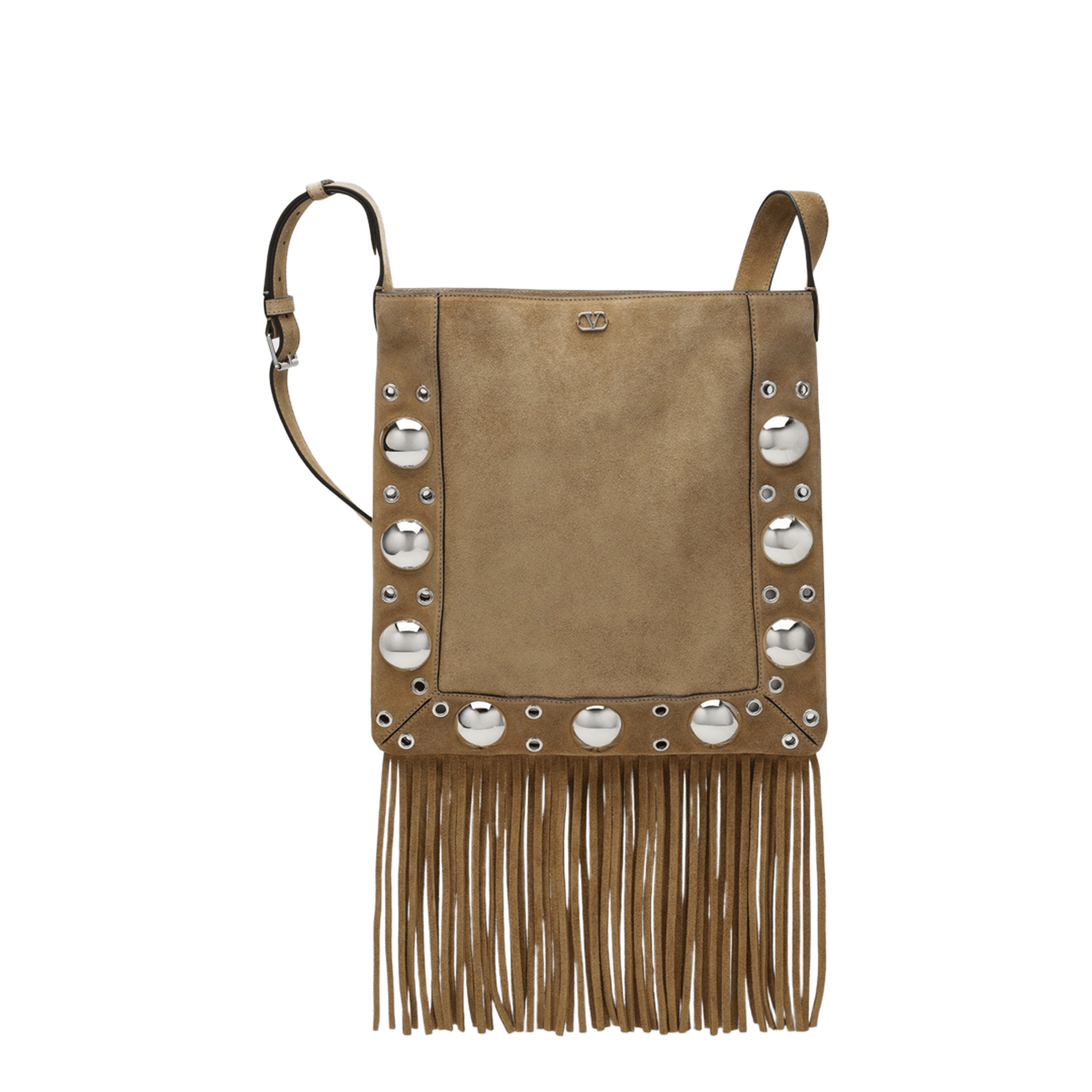 Valentino Nellcôte Suede Shoulder Bag - Havana Beige