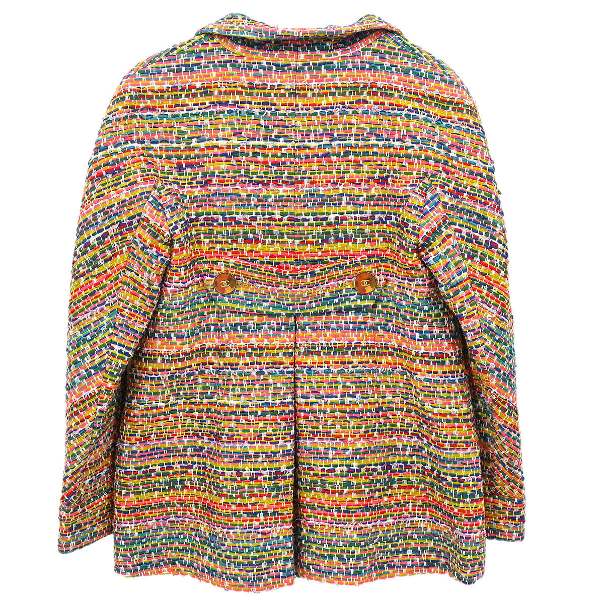 Chanel 2016 Single Breasted Tweed Jacket Pink Yellow Green #34