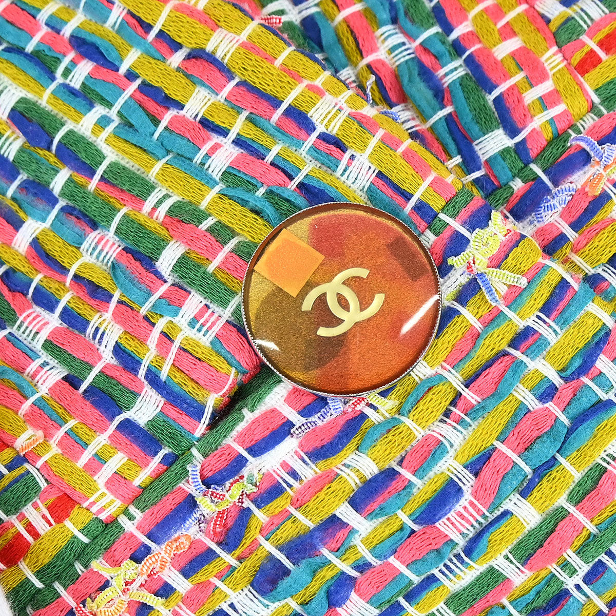 Chanel 2016 Single Breasted Tweed Jacket Pink Yellow Green #34