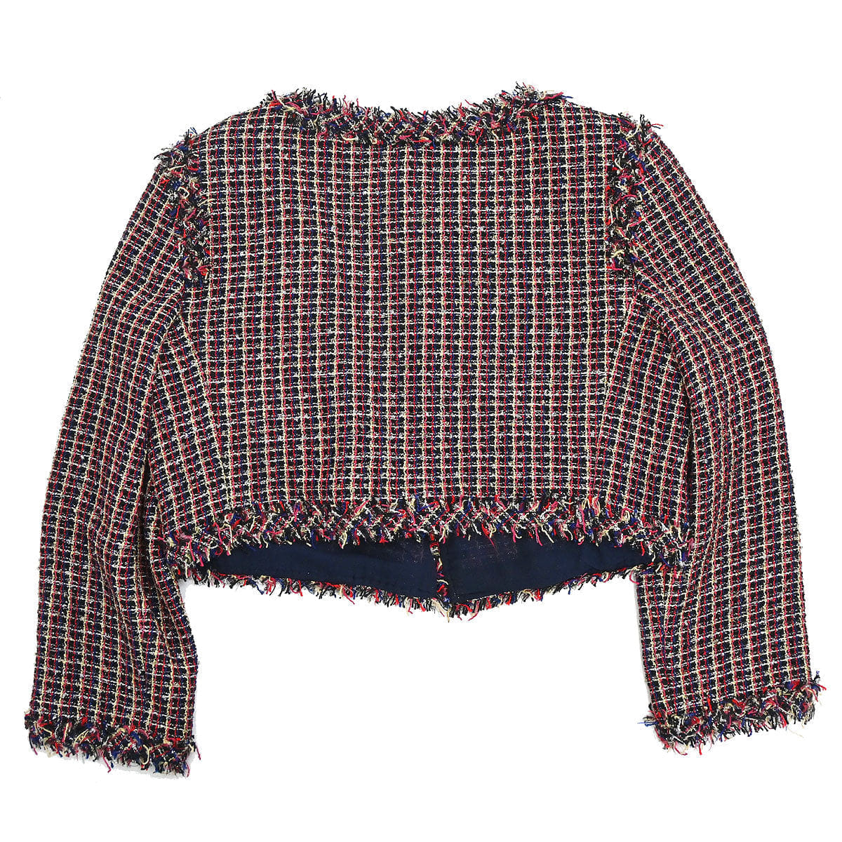 Chanel 2010 Collarless Tweed Jacket Navy #36