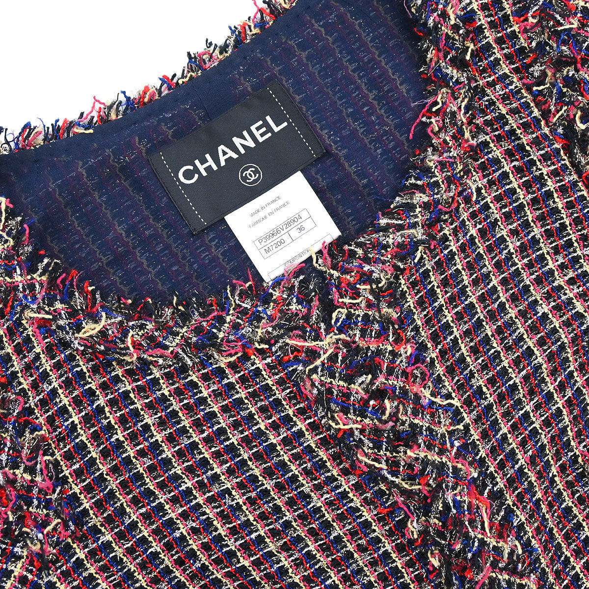 Chanel 2010 Collarless Tweed Jacket Navy #36