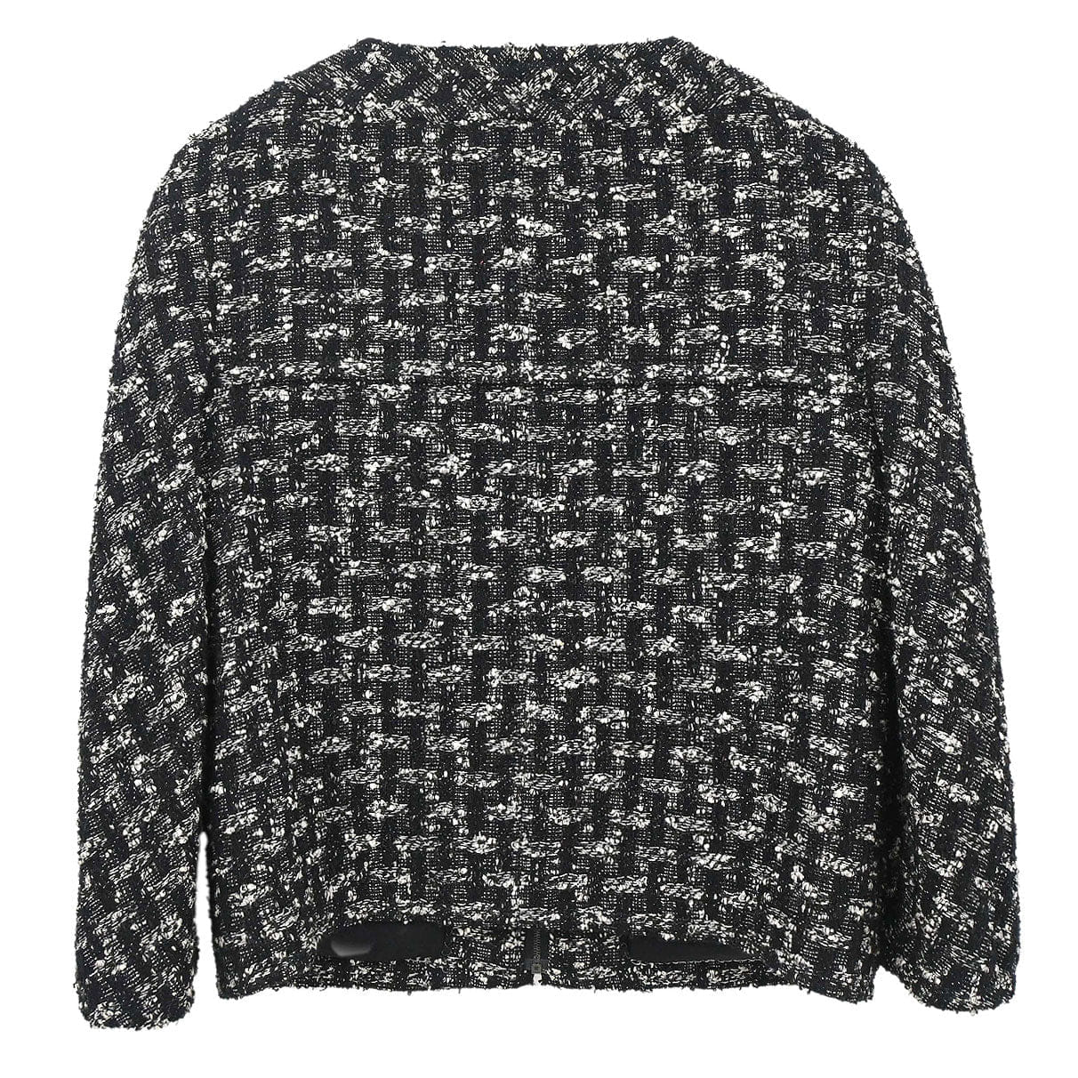 Chanel 2013 - 2014 Zip Up Collarless Tweed Jacket Black #34
