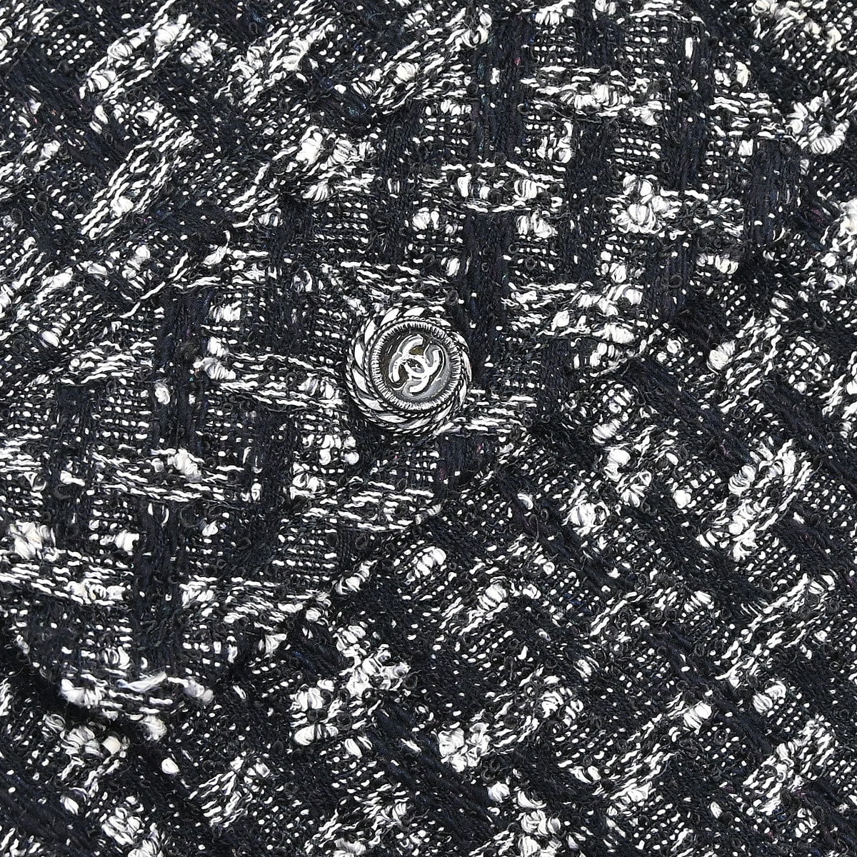 Chanel 2013 - 2014 Zip Up Collarless Tweed Jacket Black #34