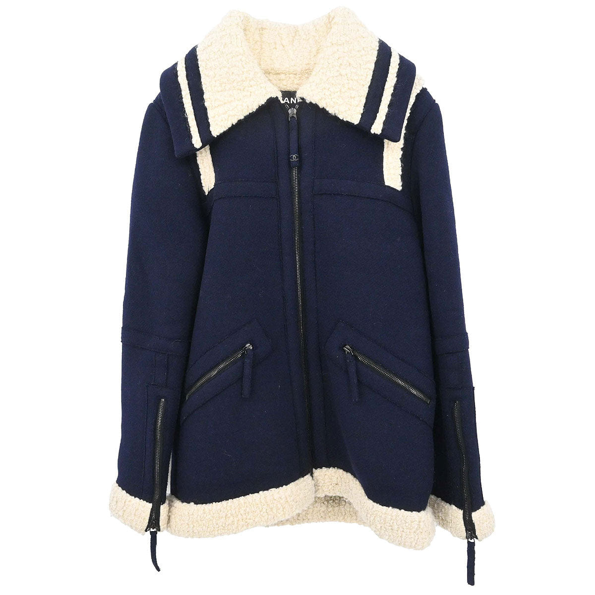 Chanel 2011 - 2012 Single Breasted Zip Up Jacket Navy #34
