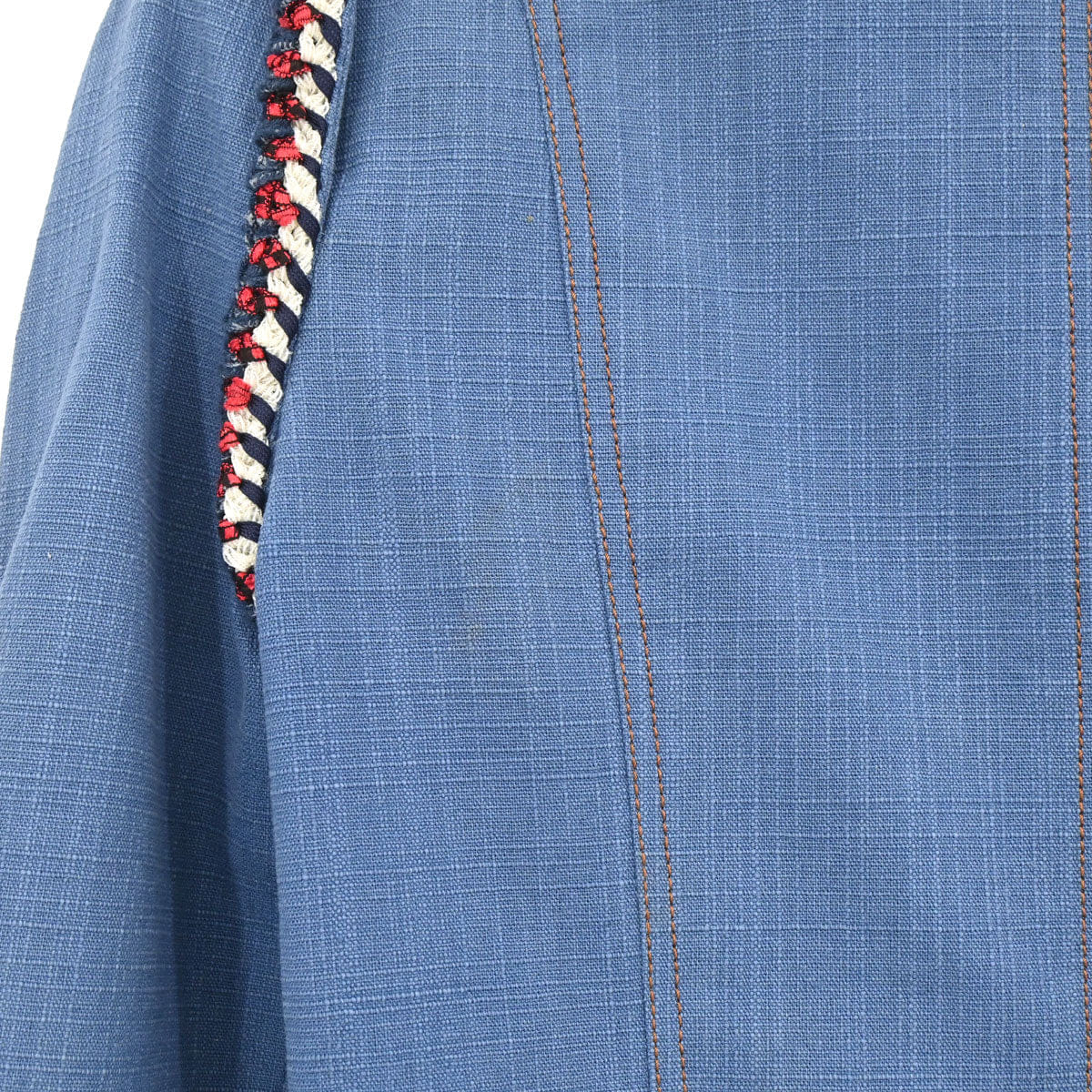 Chanel 2013 Single Breasted Collarless Jacket Blue #34