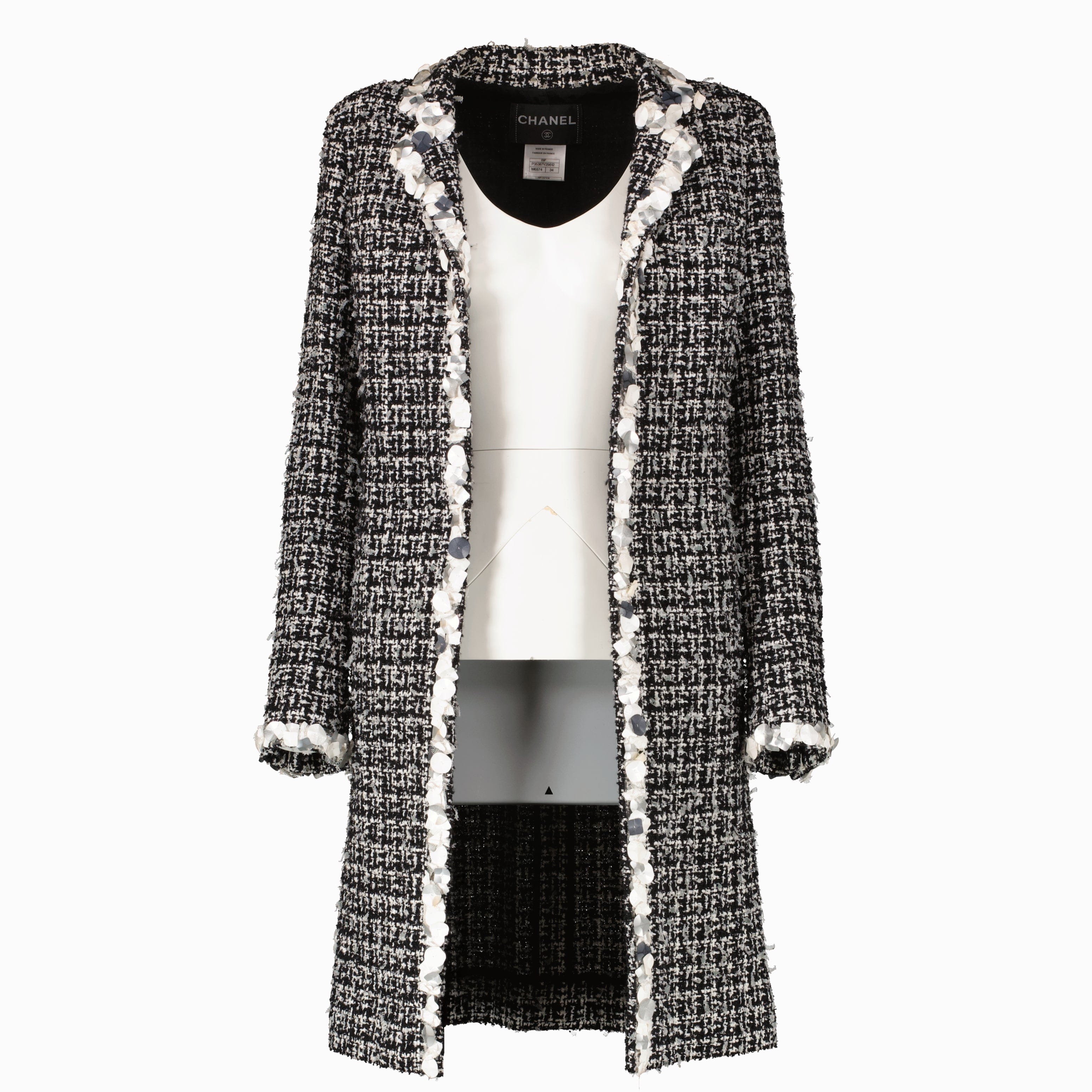 Chanel 09P Black Tweed Sequin Jacket - Size 34