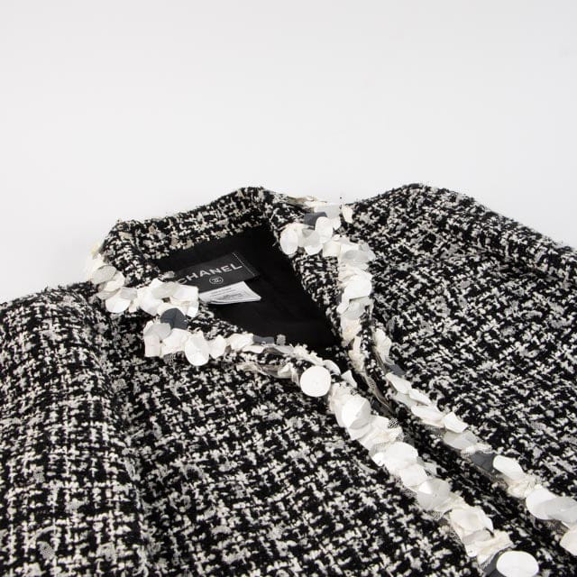 Chanel 09P Black Tweed Sequin Jacket - Size 34