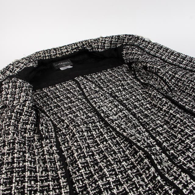Chanel 09P Black Tweed Sequin Jacket - Size 34