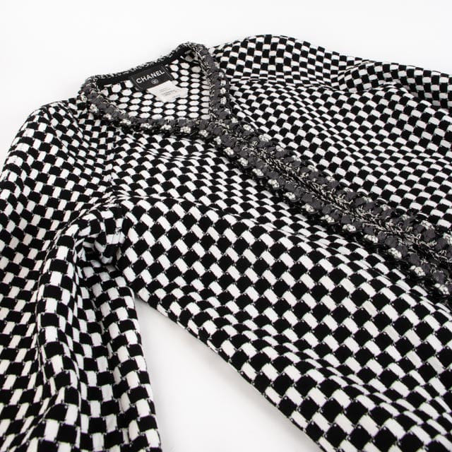 Chanel 14P White Knit Chain Jacket - Size 36