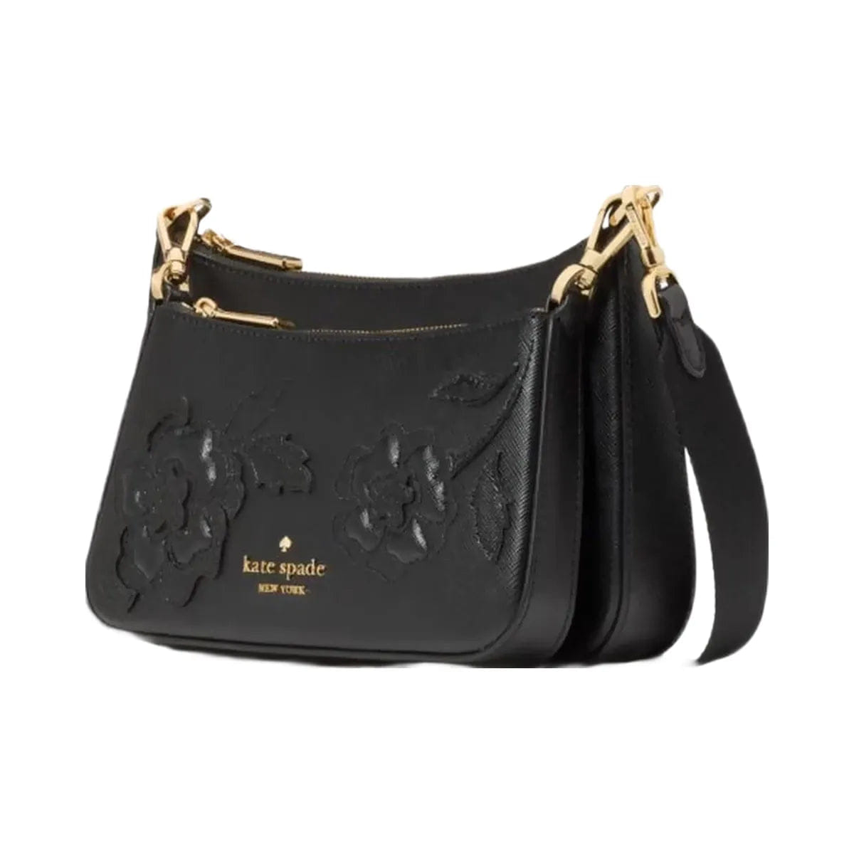 Kate Spade Duet Floral Applique Small Crossbody Black