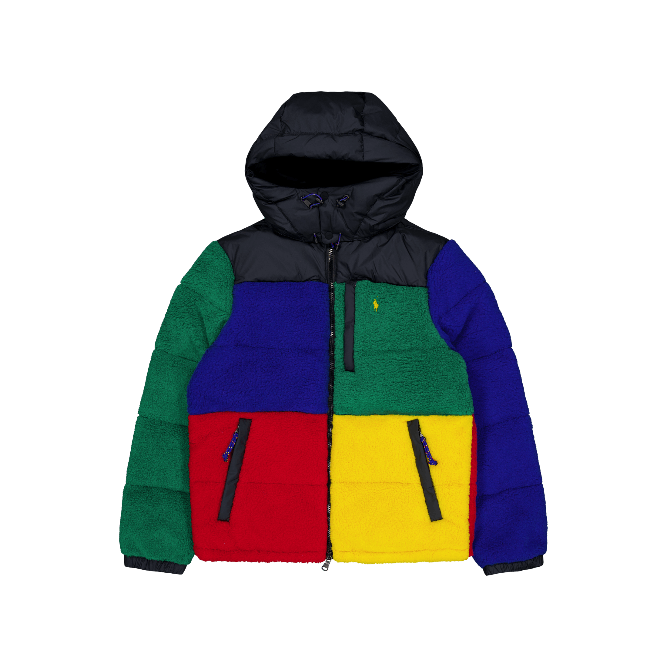 Polo Ralph Lauren Color - Blocked Pile Fleece Down Jacket RL2000 Red Multi