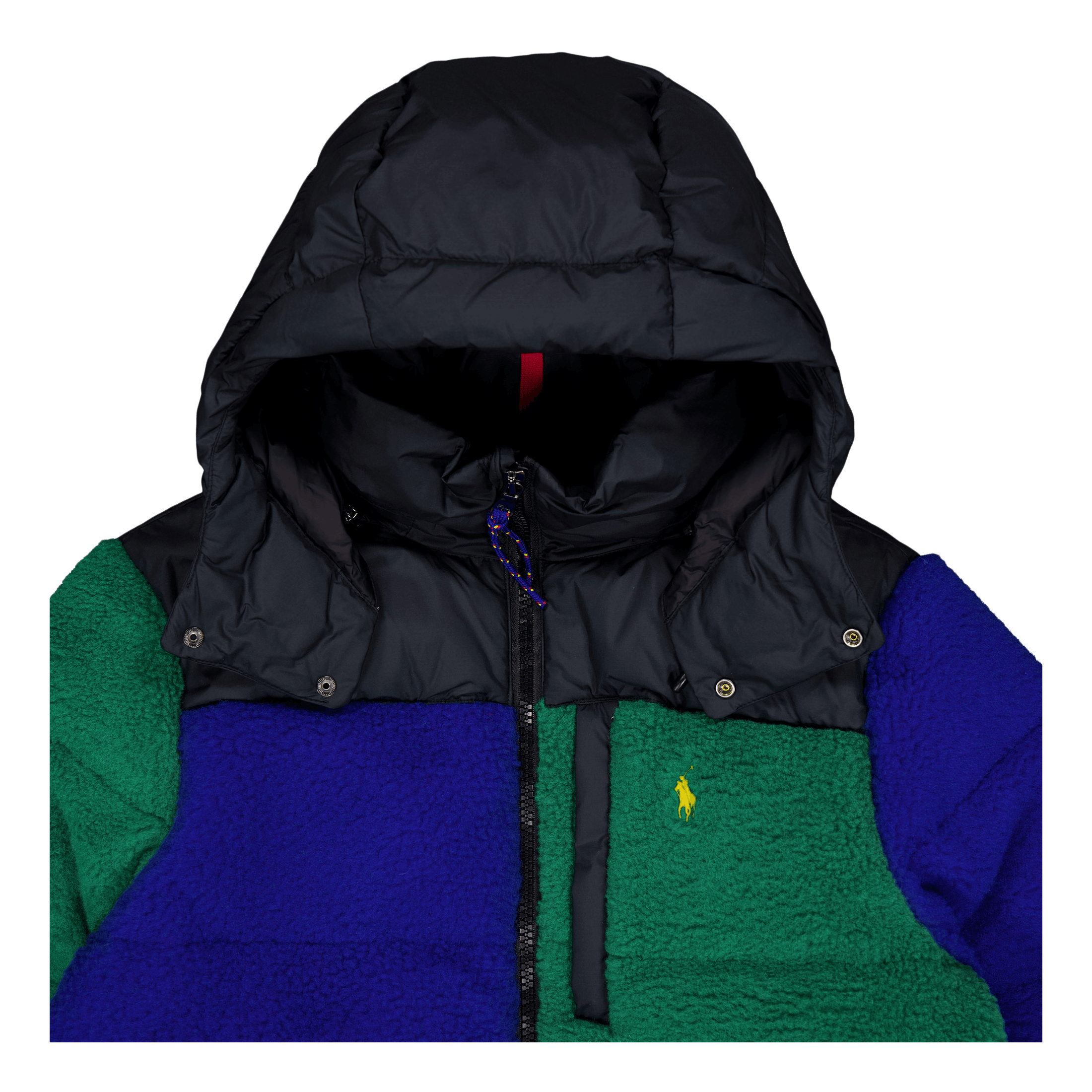 Polo Ralph Lauren Color - Blocked Pile Fleece Down Jacket RL2000 Red Multi