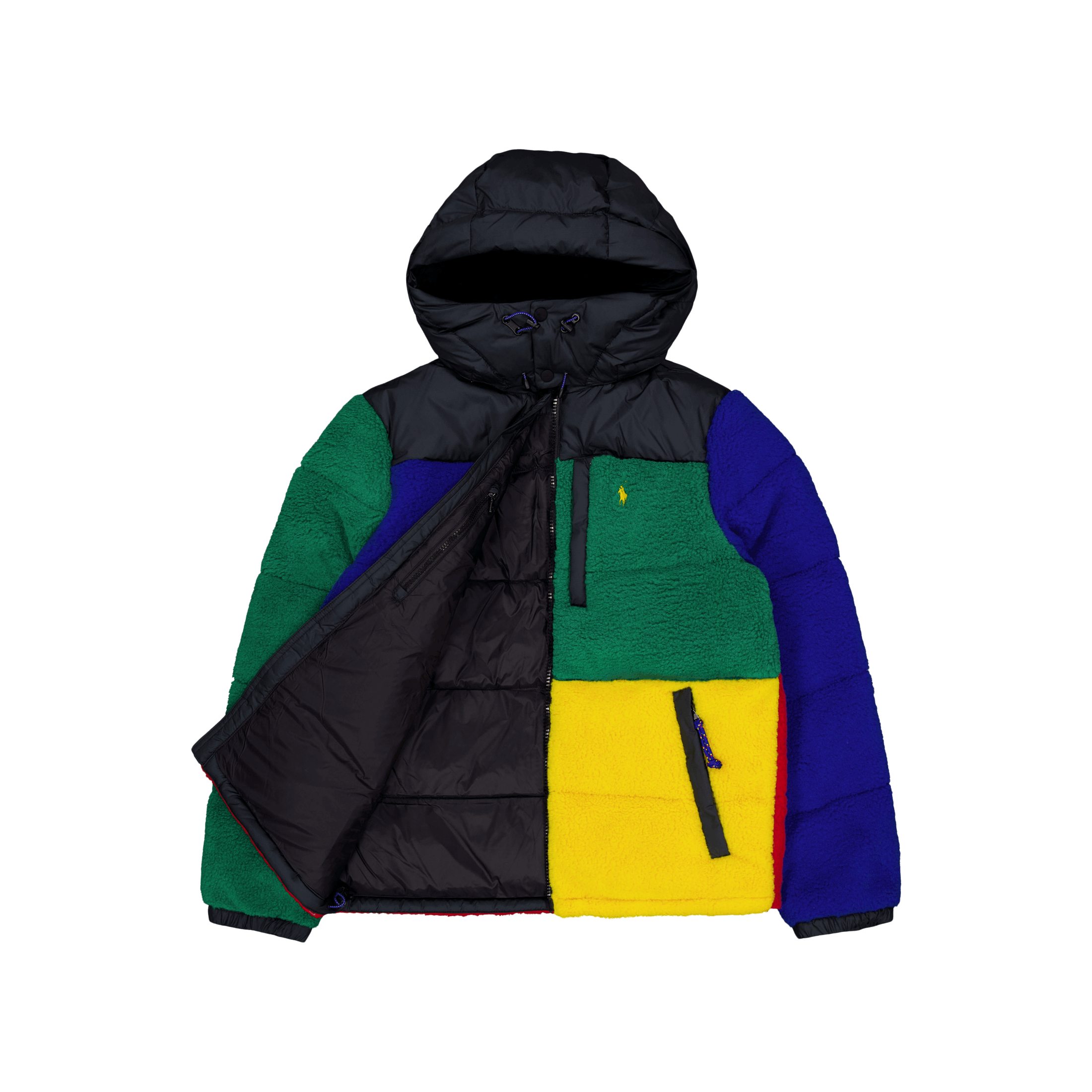 Polo Ralph Lauren Color - Blocked Pile Fleece Down Jacket RL2000 Red Multi