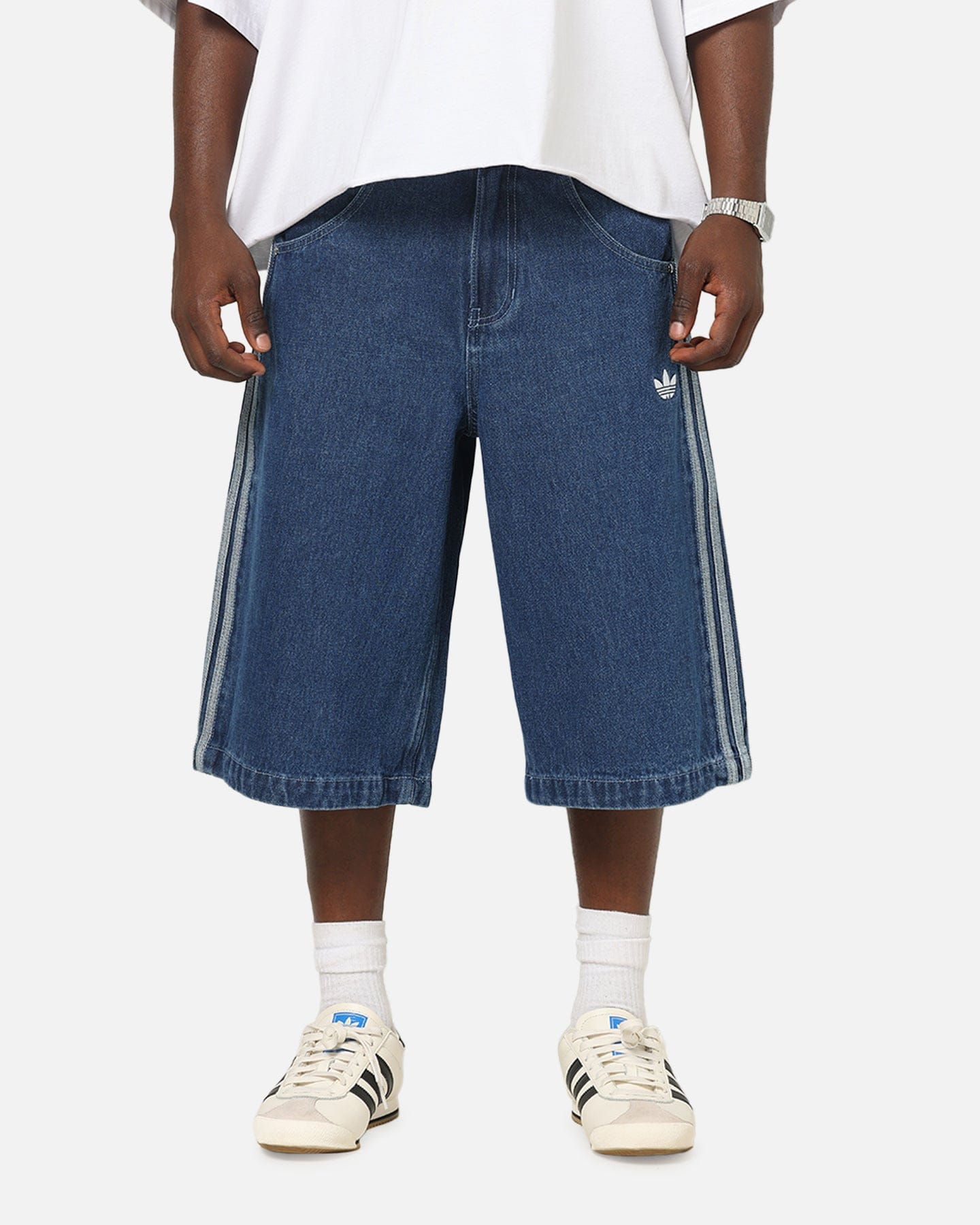 adidas Firebird Denim Shorts Blue Denim