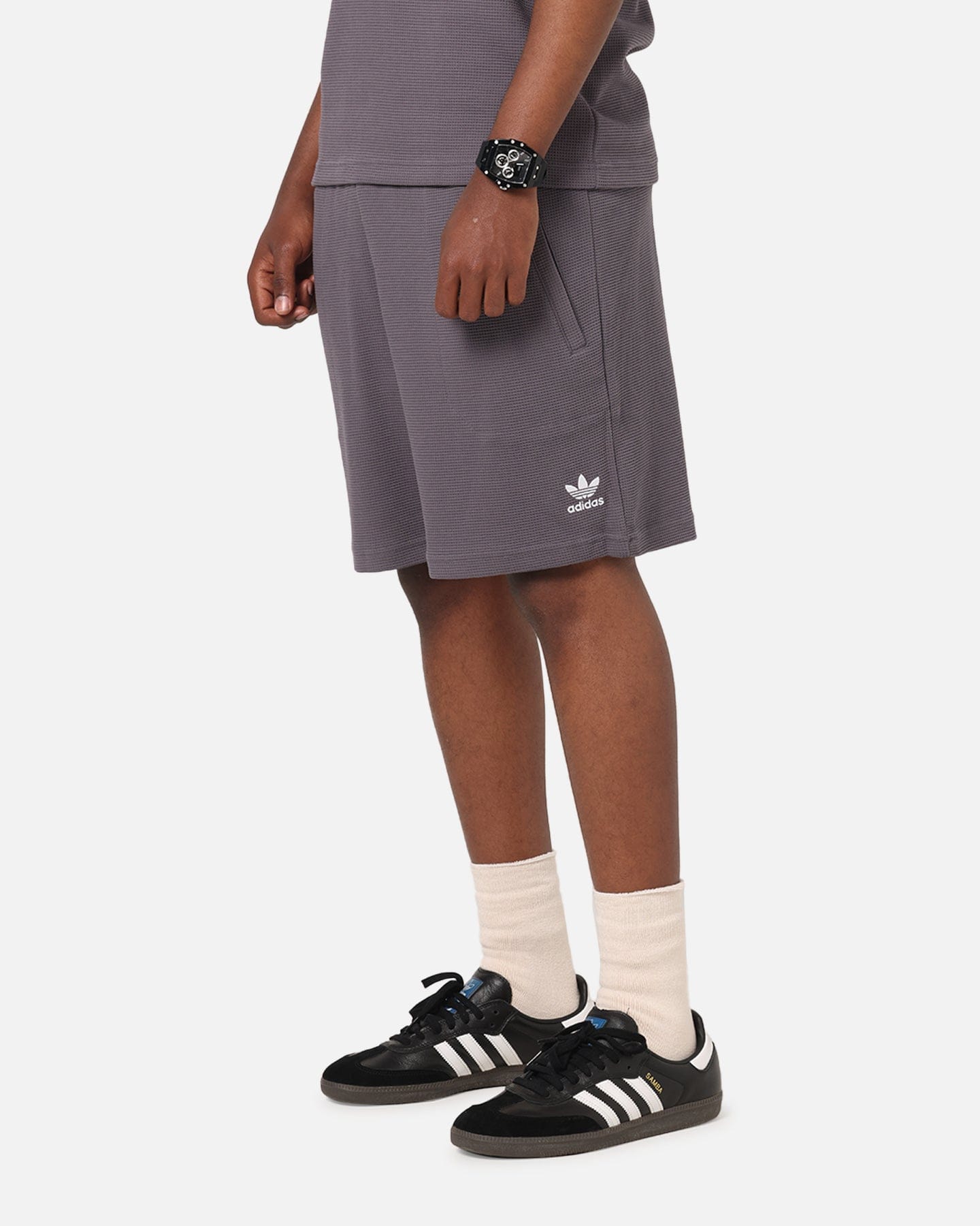 adidas Trefoil Essentials Waffle Shorts Grey Strata