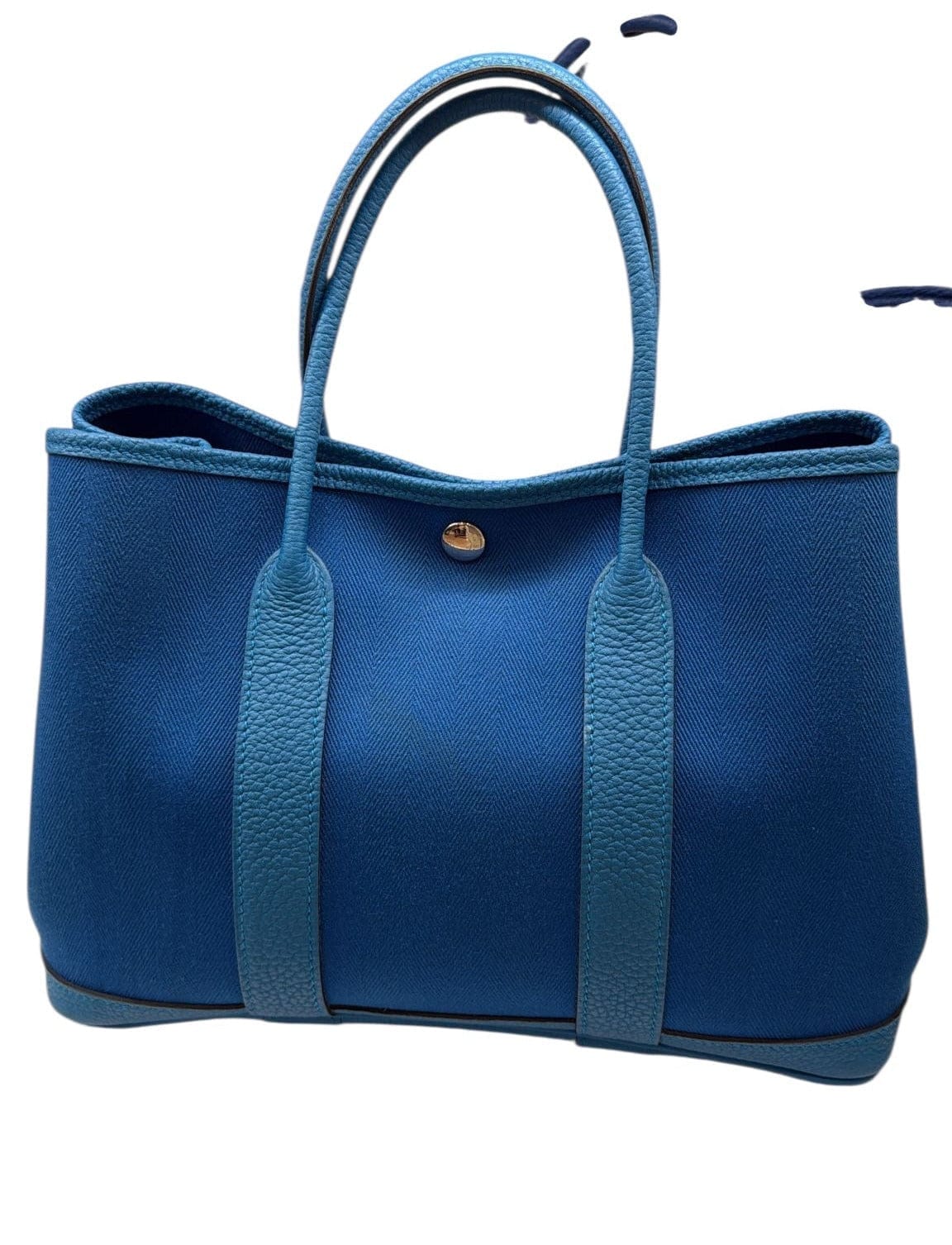 Hermes Garden Party 30 in Blue Canvas & Leather